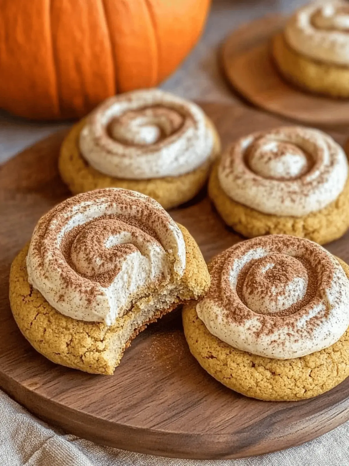 Soft Pumpkin Cookies with Cinnamon Frosting
