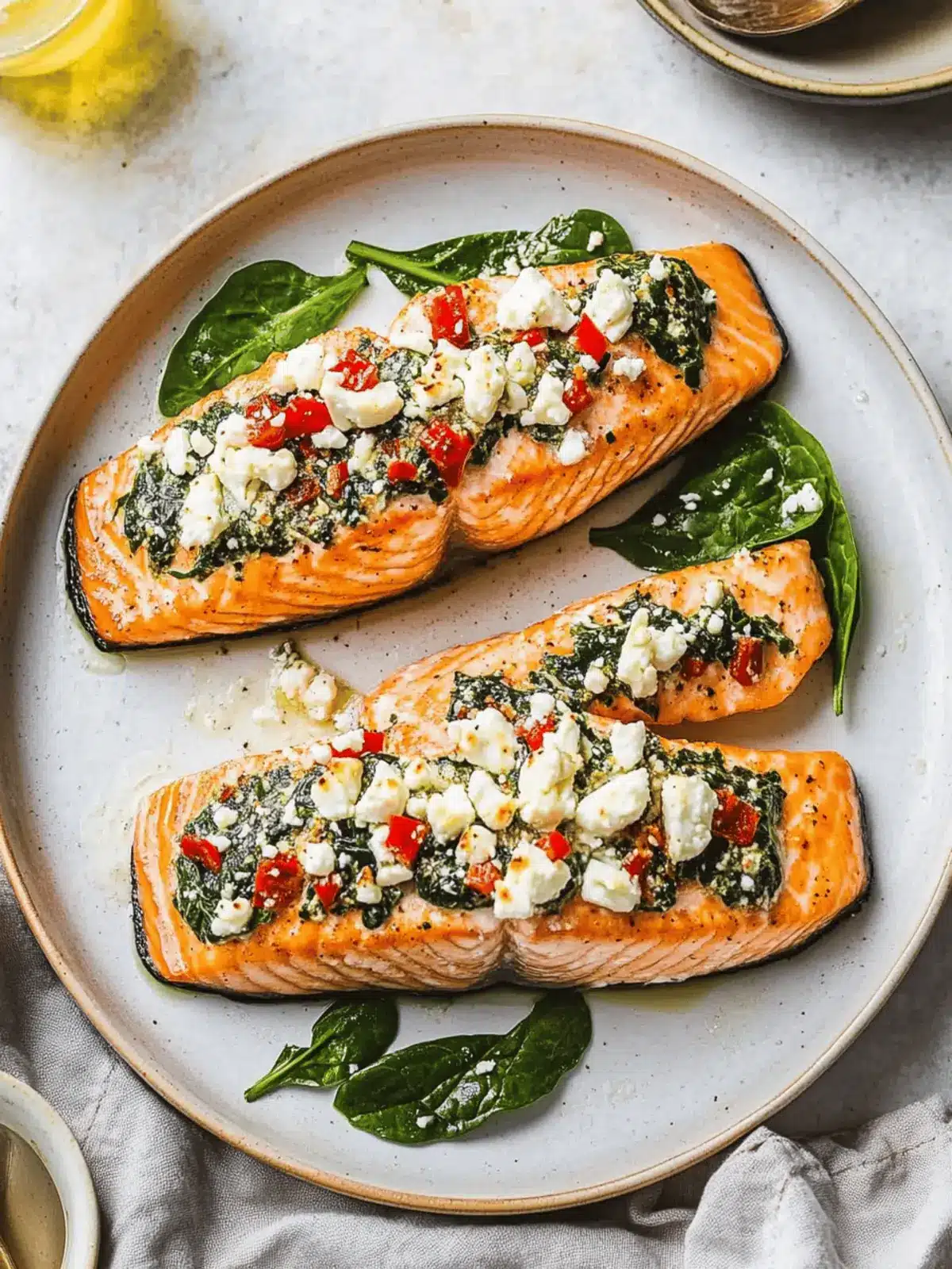 Stuffed Salmon With Spinach & Feta
