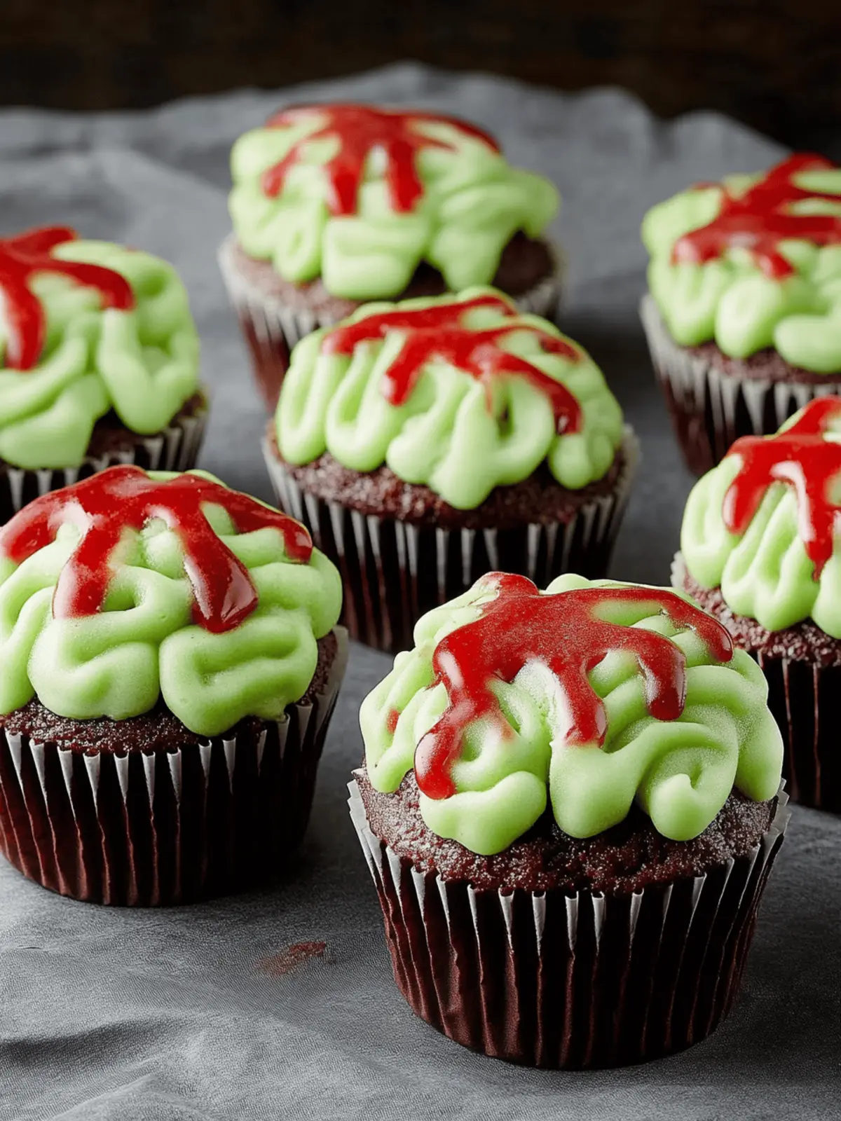 Zombie Brain Cupcakes