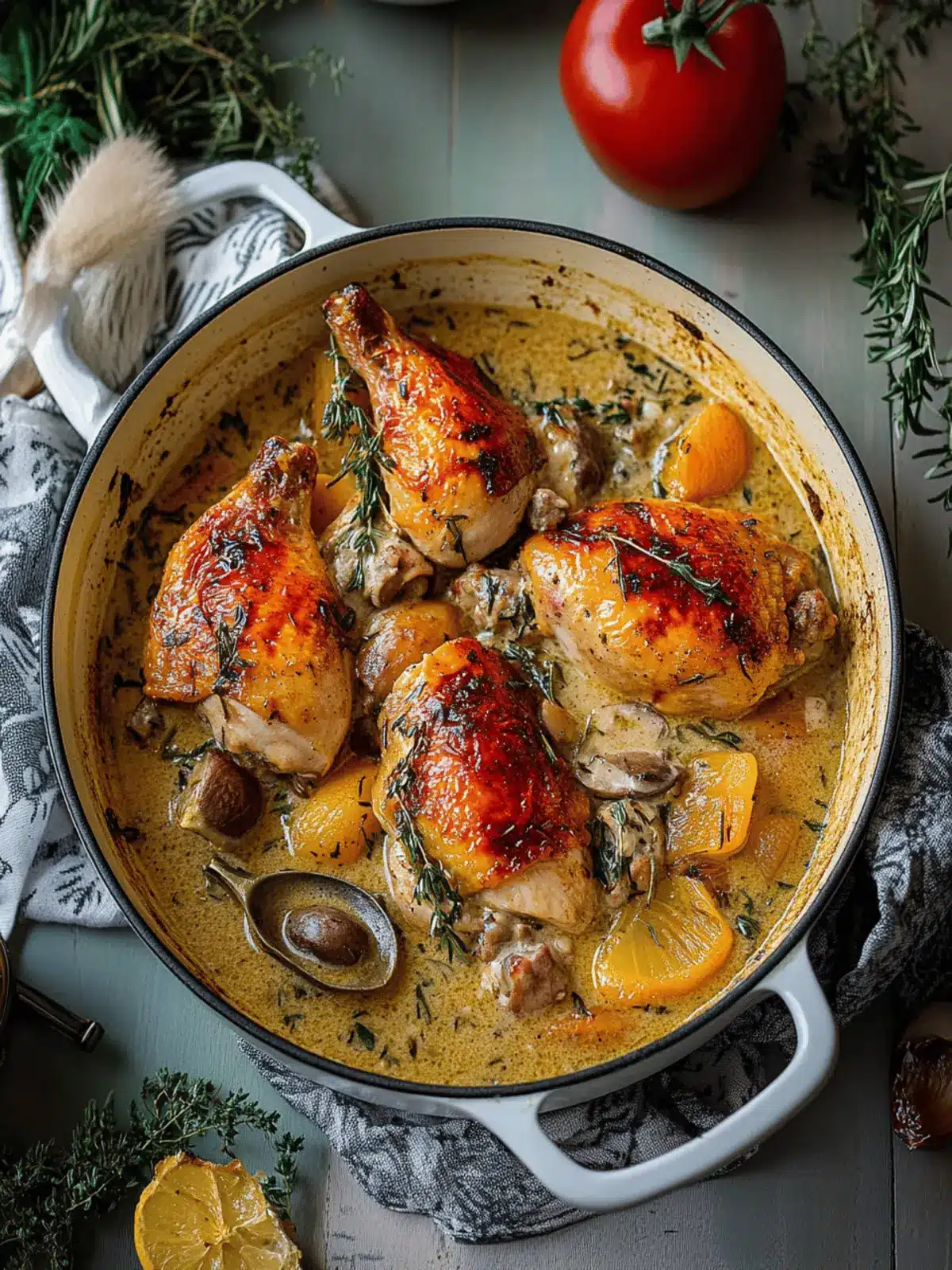 Herb Roasted Chicken in Creamy White Wine Sauce Bliss 2 Herb Roasted Chicken in Creamy White Wine Sauce