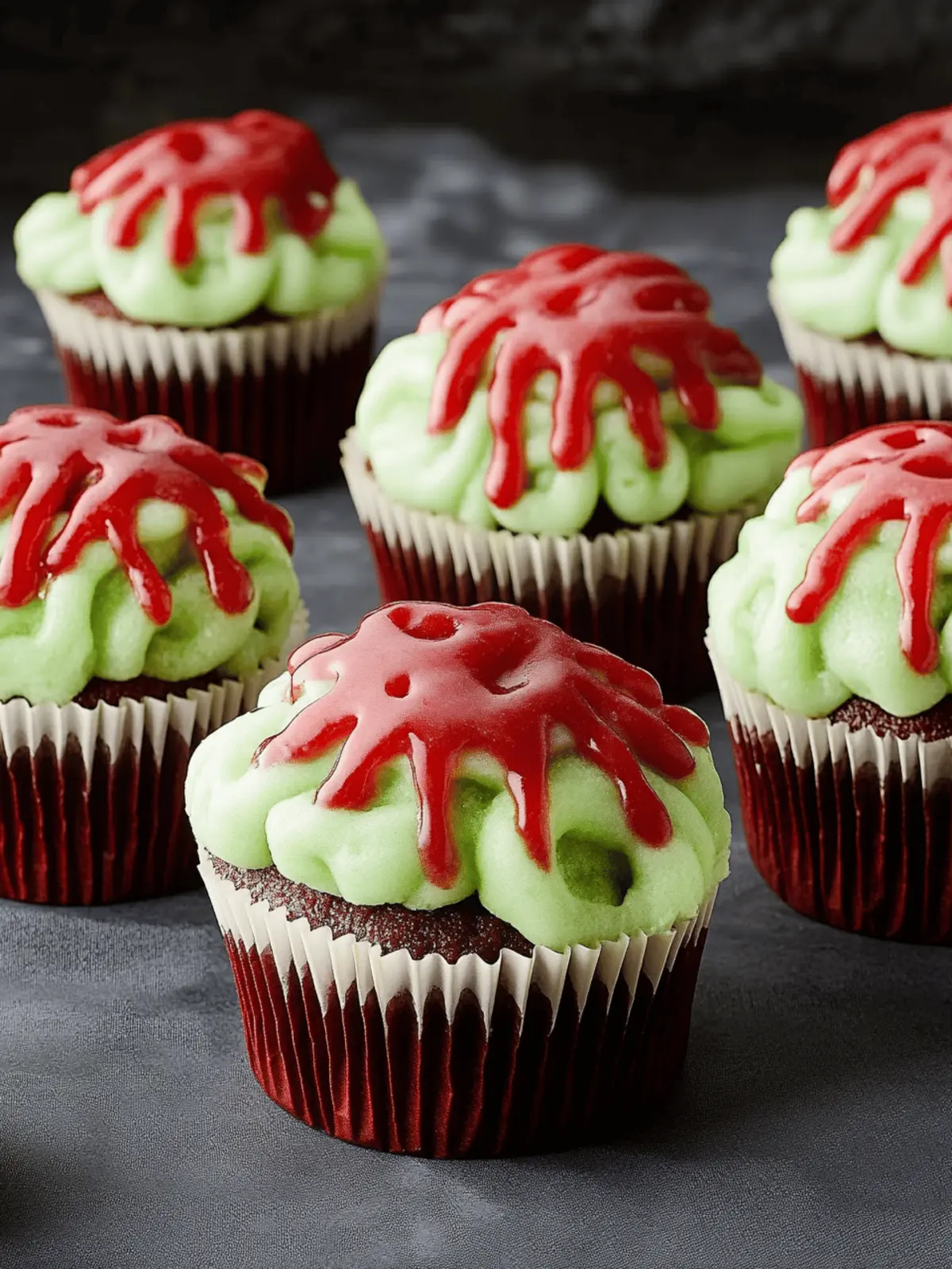 Zombie Brain Cupcakes