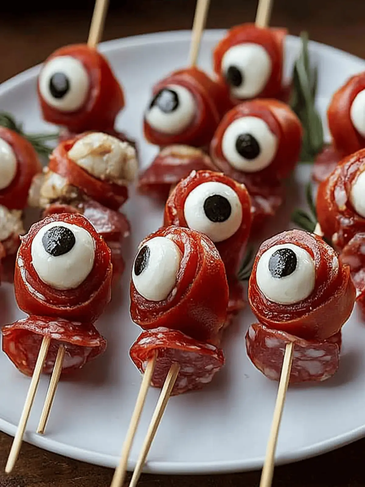 Spooky Skewered Salami Eyeballs for a Creepy Appetizer Feast 4 Skewered Salami Eyeballs