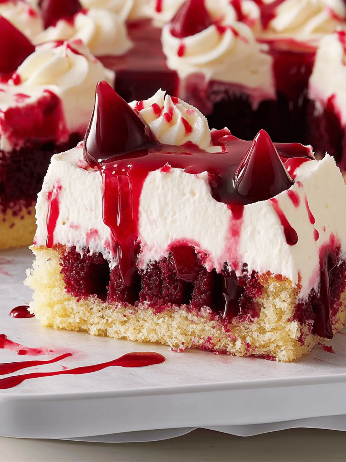 Delightful Vampire Poke Cake with Cherry Blood Surprise 3 Vampire Poke Cake