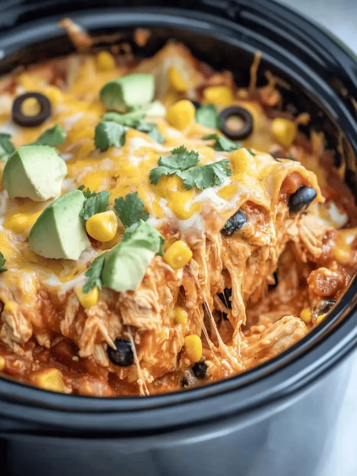 Crockpot Chicken Enchilada Casserole