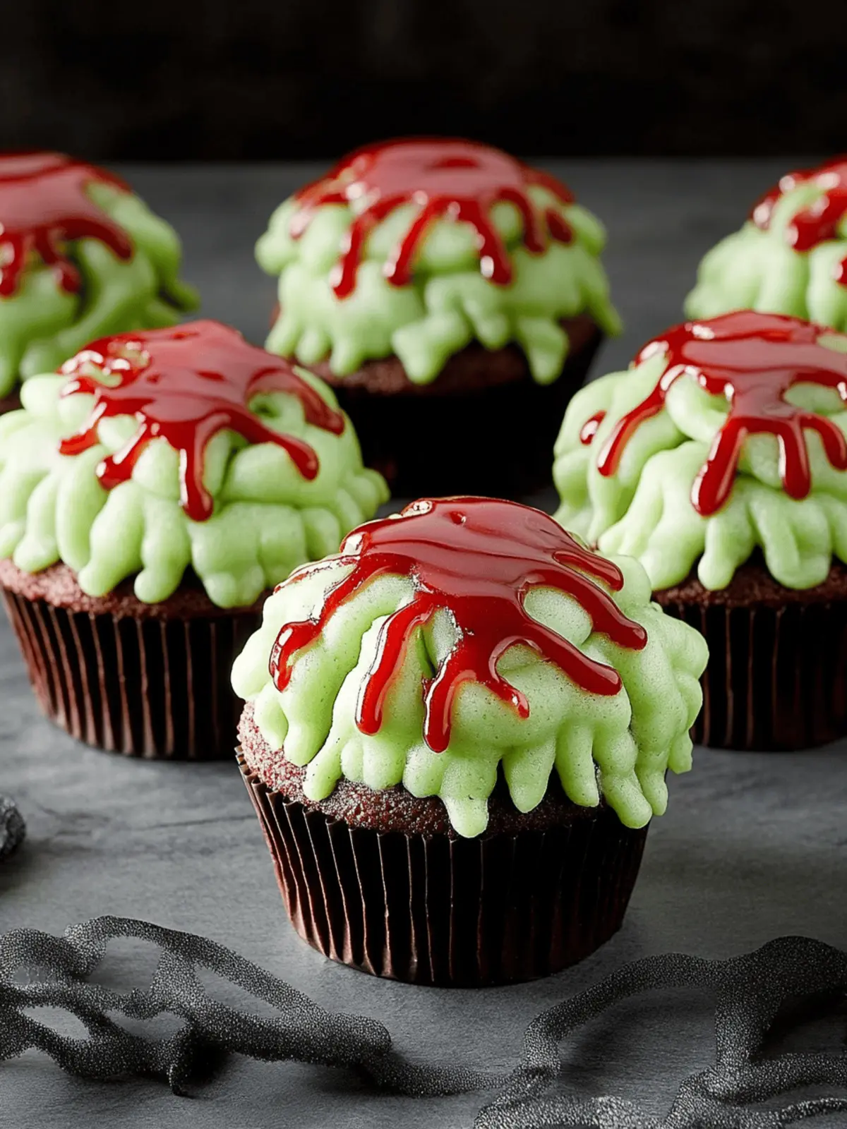 Zombie Brain Cupcakes