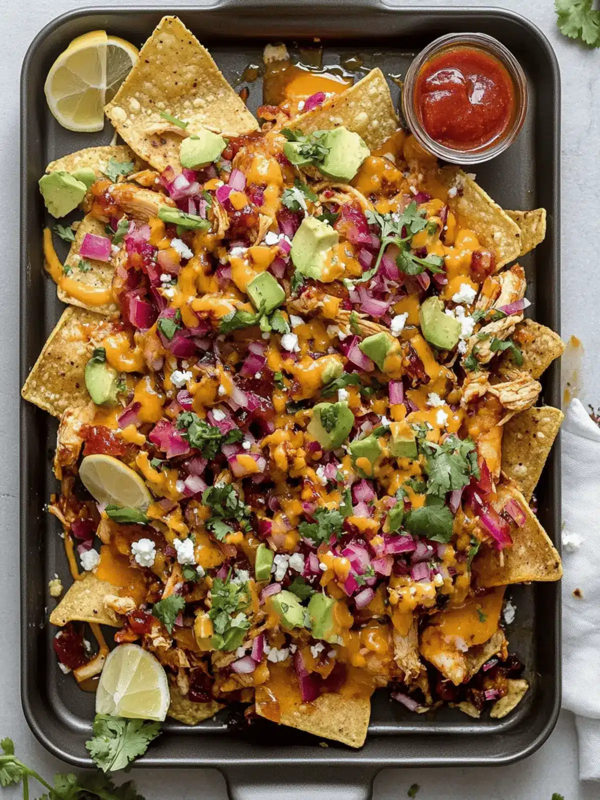 Hot Honey Chipotle BBQ Chicken Nachos
