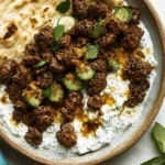 Smashed Beef Kebab With Cucumber Yogurt