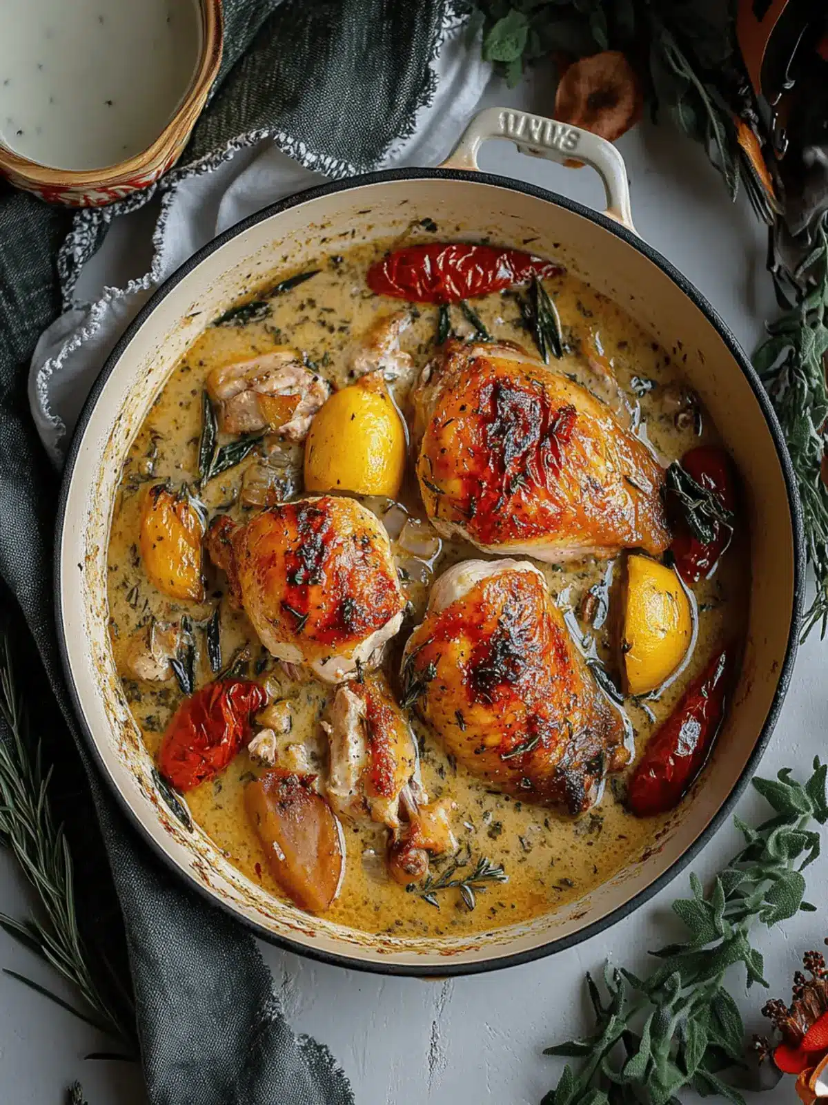 Herb Roasted Chicken in Creamy White Wine Sauce Bliss 5 Herb Roasted Chicken in Creamy White Wine Sauce