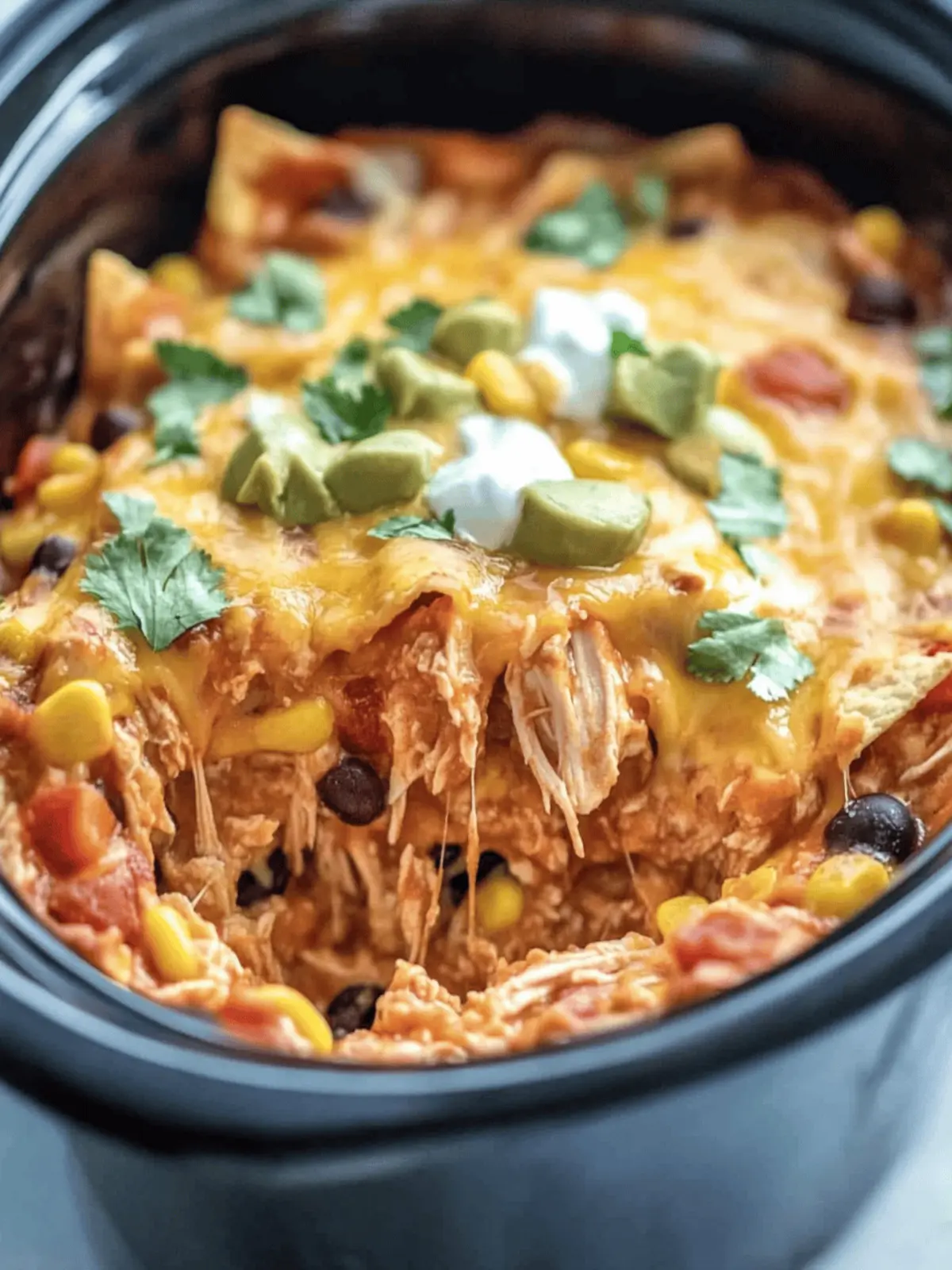 Crockpot Chicken Enchilada Casserole