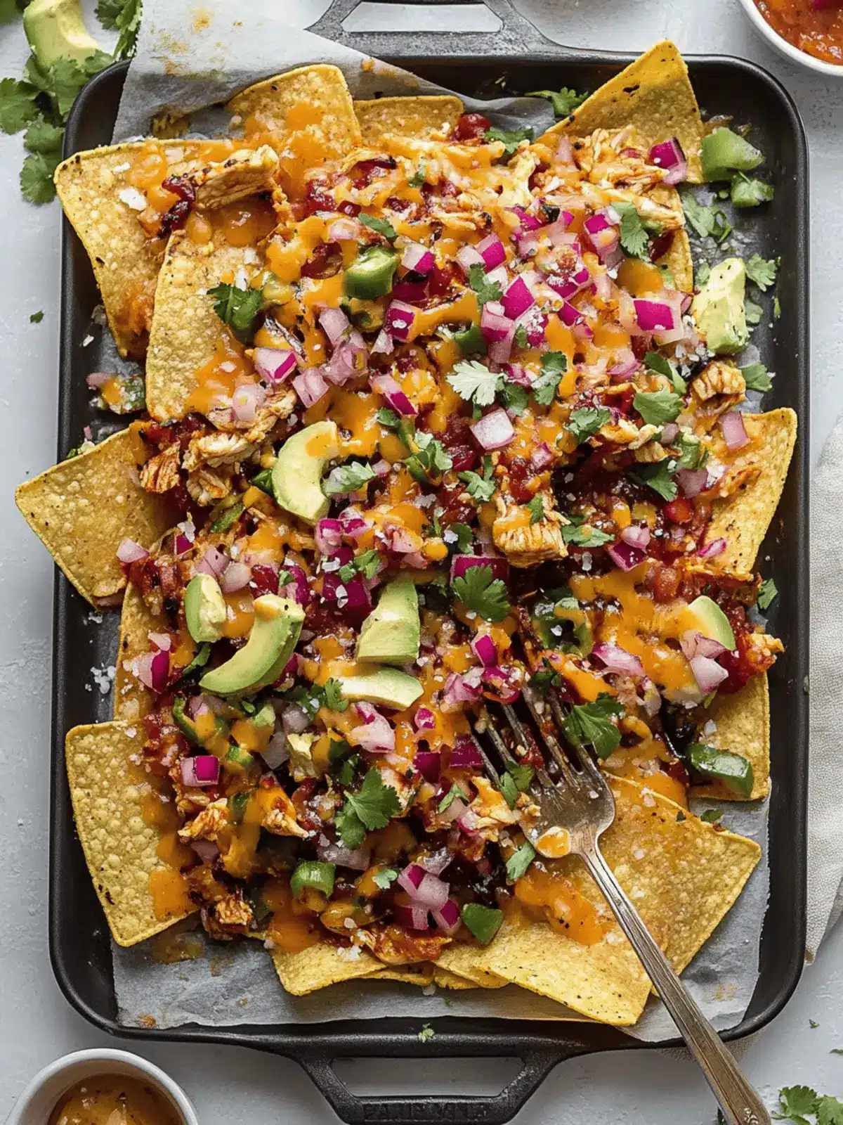 Hot Honey Chipotle BBQ Chicken Nachos