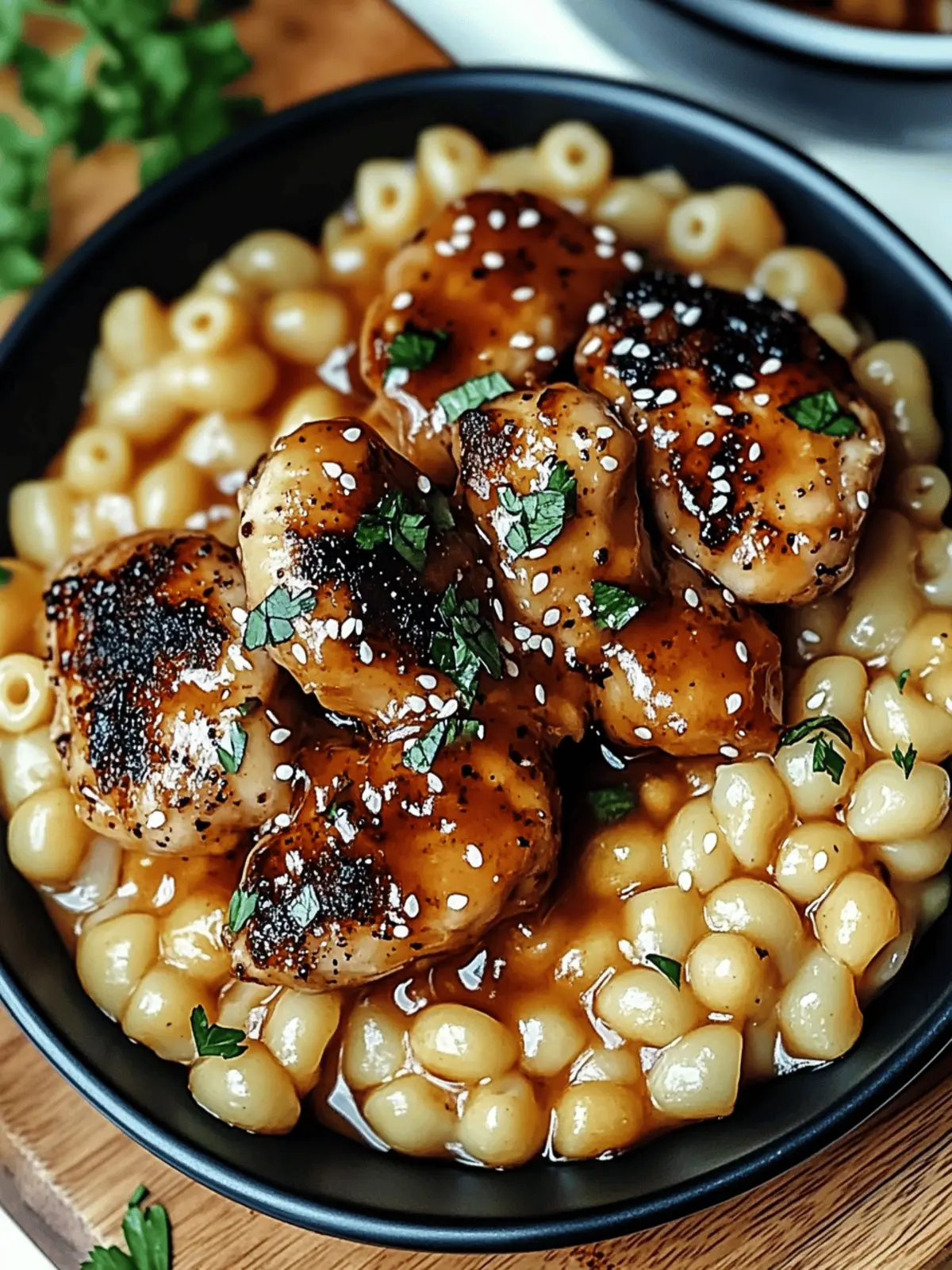 Sweet and Spicy Honey Pepper Chicken with Creamy Mac and Cheese