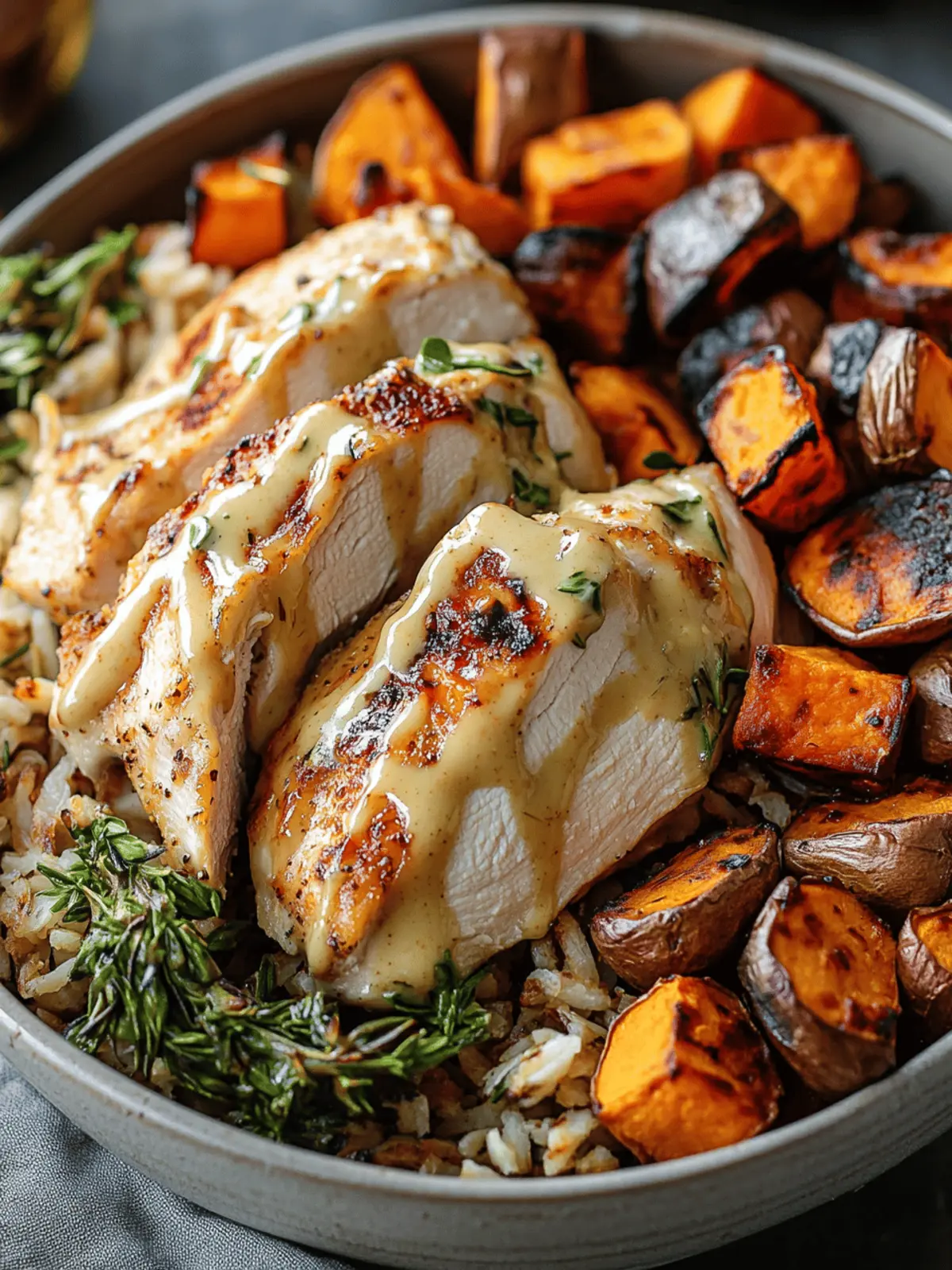 Maple Dijon Chicken & Roasted Sweet Potato Bowls You'll Love 2 Maple Dijon Chicken & Roasted Sweet Potato