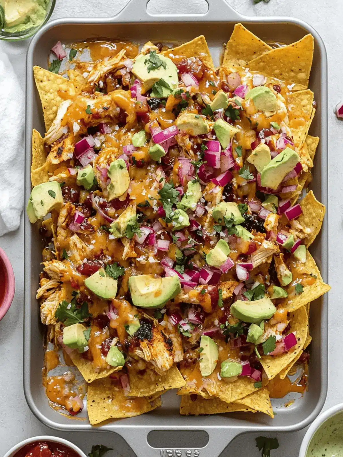 Hot Honey Chipotle BBQ Chicken Nachos