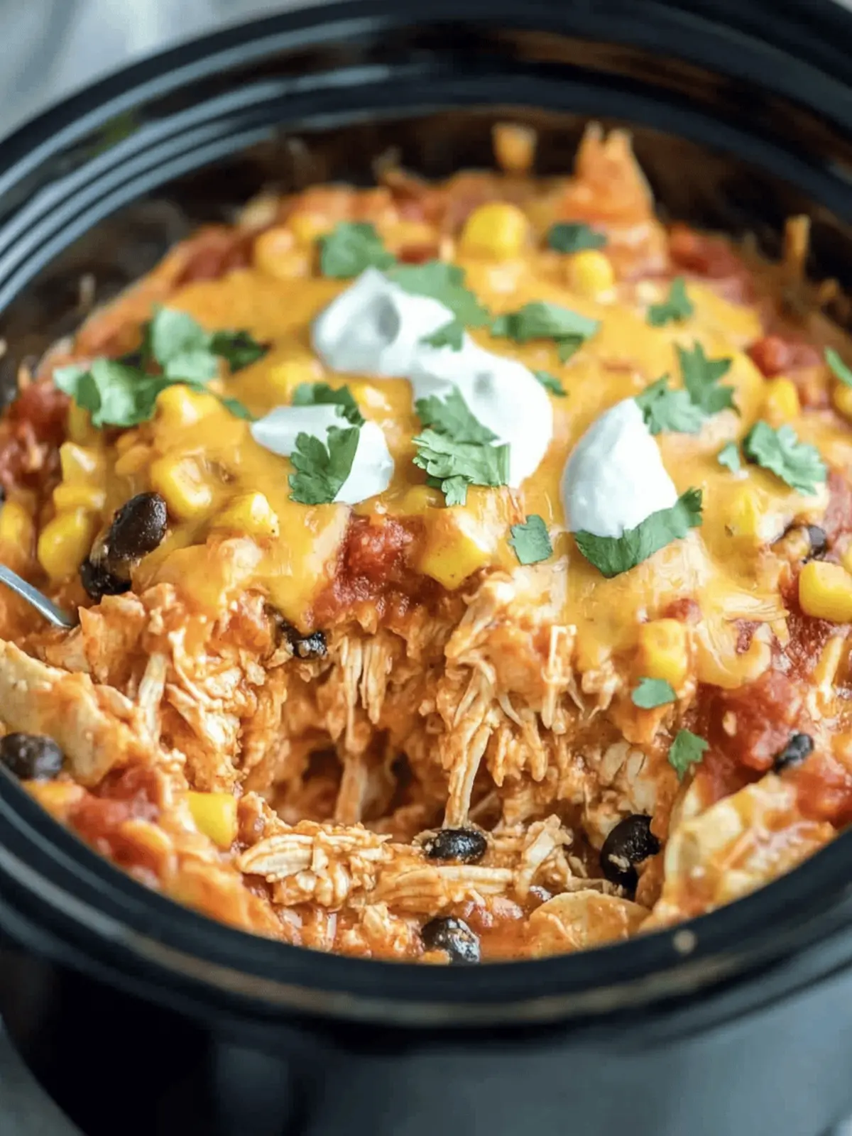 Crockpot Chicken Enchilada Casserole