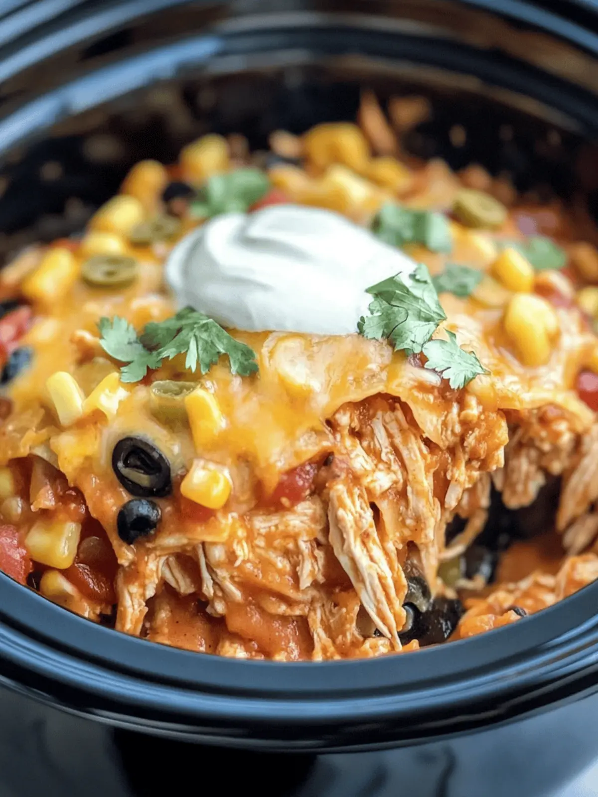 Crockpot Chicken Enchilada Casserole