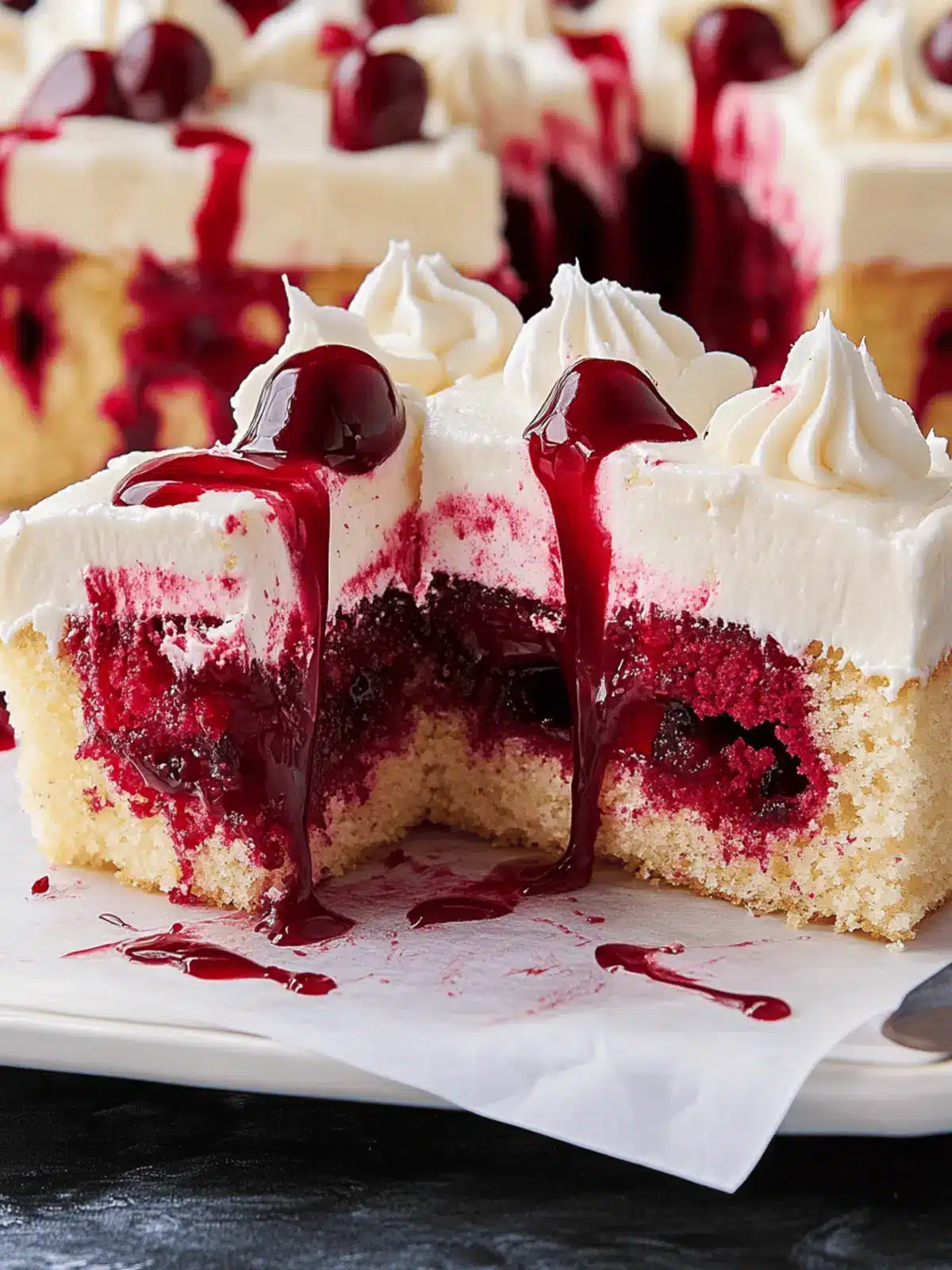 Delightful Vampire Poke Cake with Cherry Blood Surprise 2 Vampire Poke Cake
