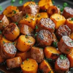 Sausage and Sweet Potatoes with Honey Garlic Sauce