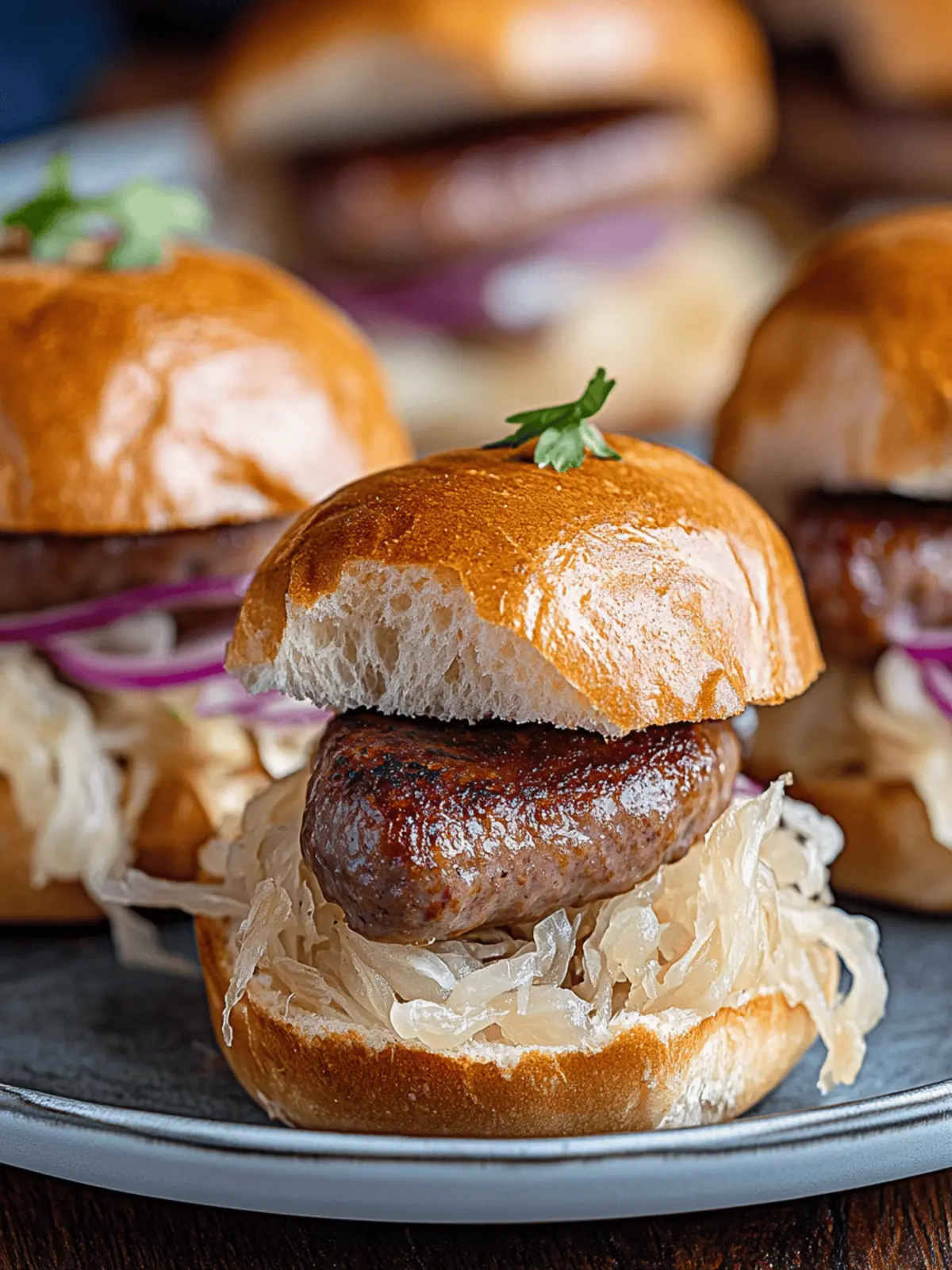 Savor the Flavor with Sausage & Sauerkraut Sliders! 4 Sausage & Sauerkraut Sliders