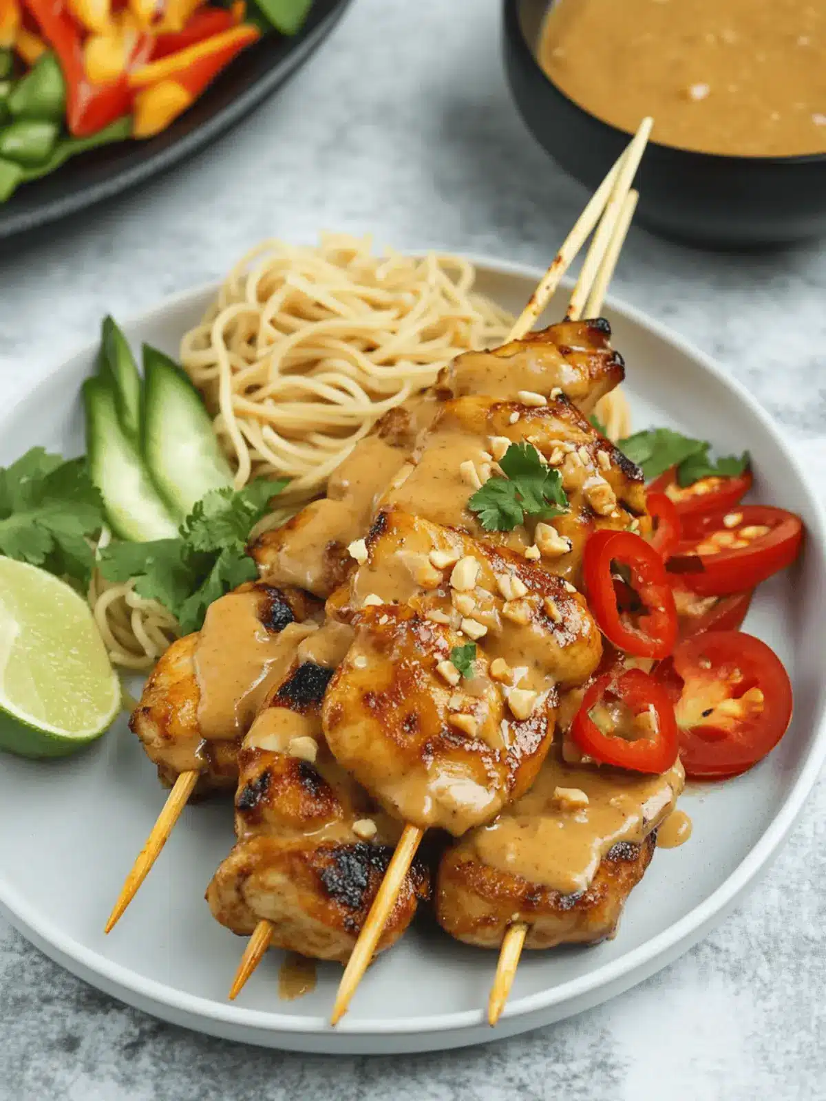 Chicken Satay with Creamy Peanut Sauce & Cold Sesame Noodles