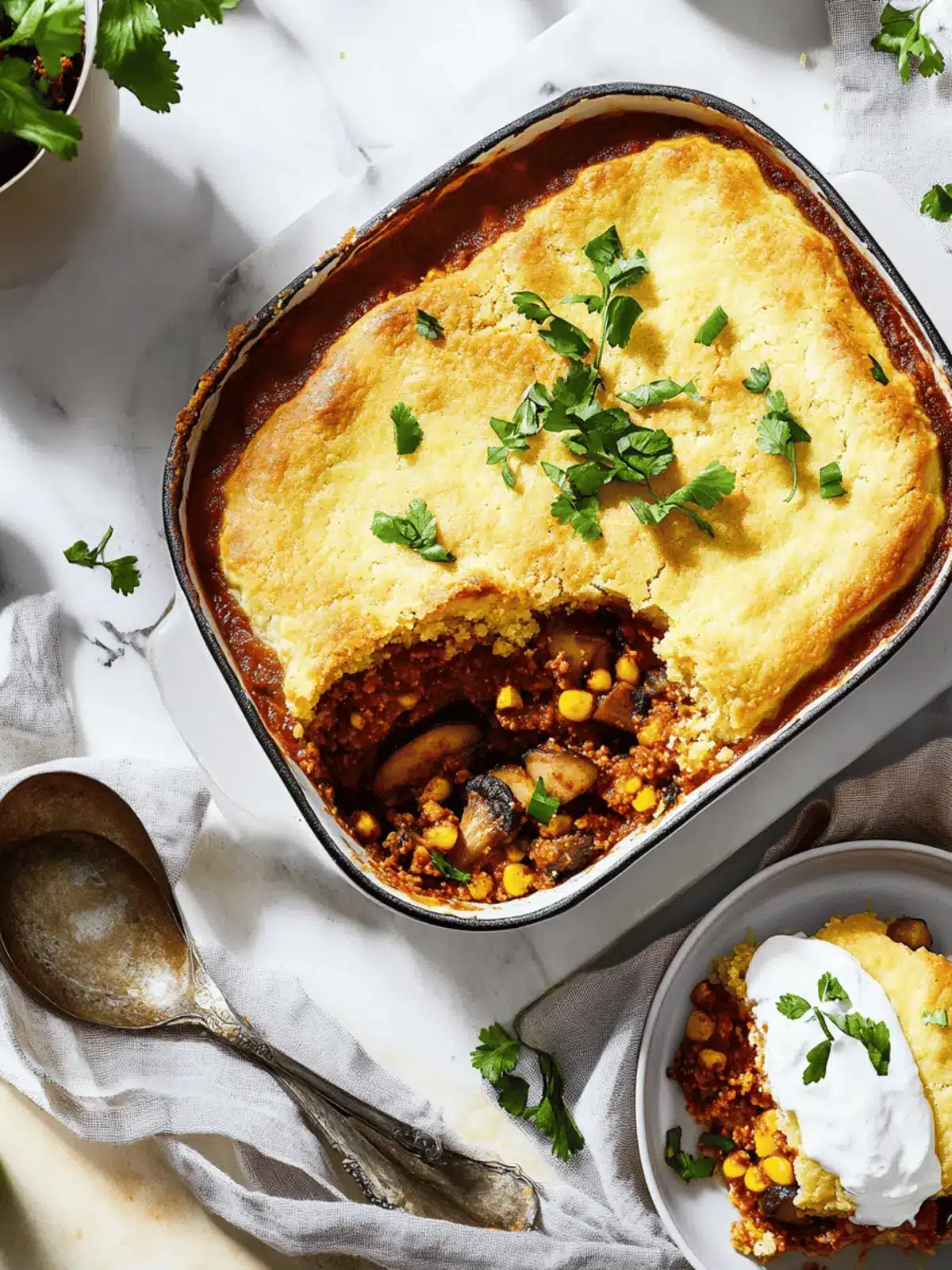 Mushroom Tamale Pie With Lime Cornbread Crust