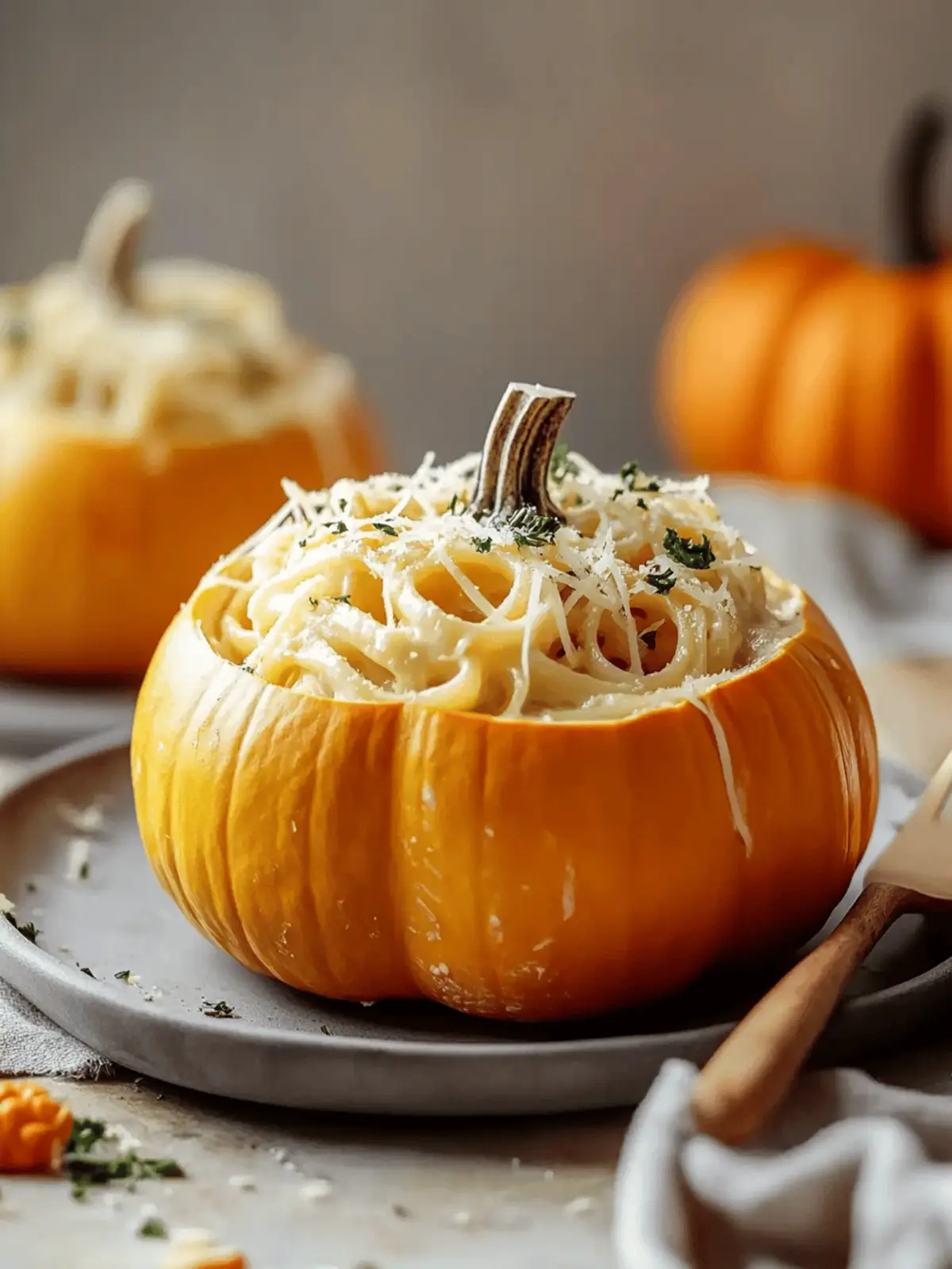 Pumpkin Alfredo Pasta Cauldrons