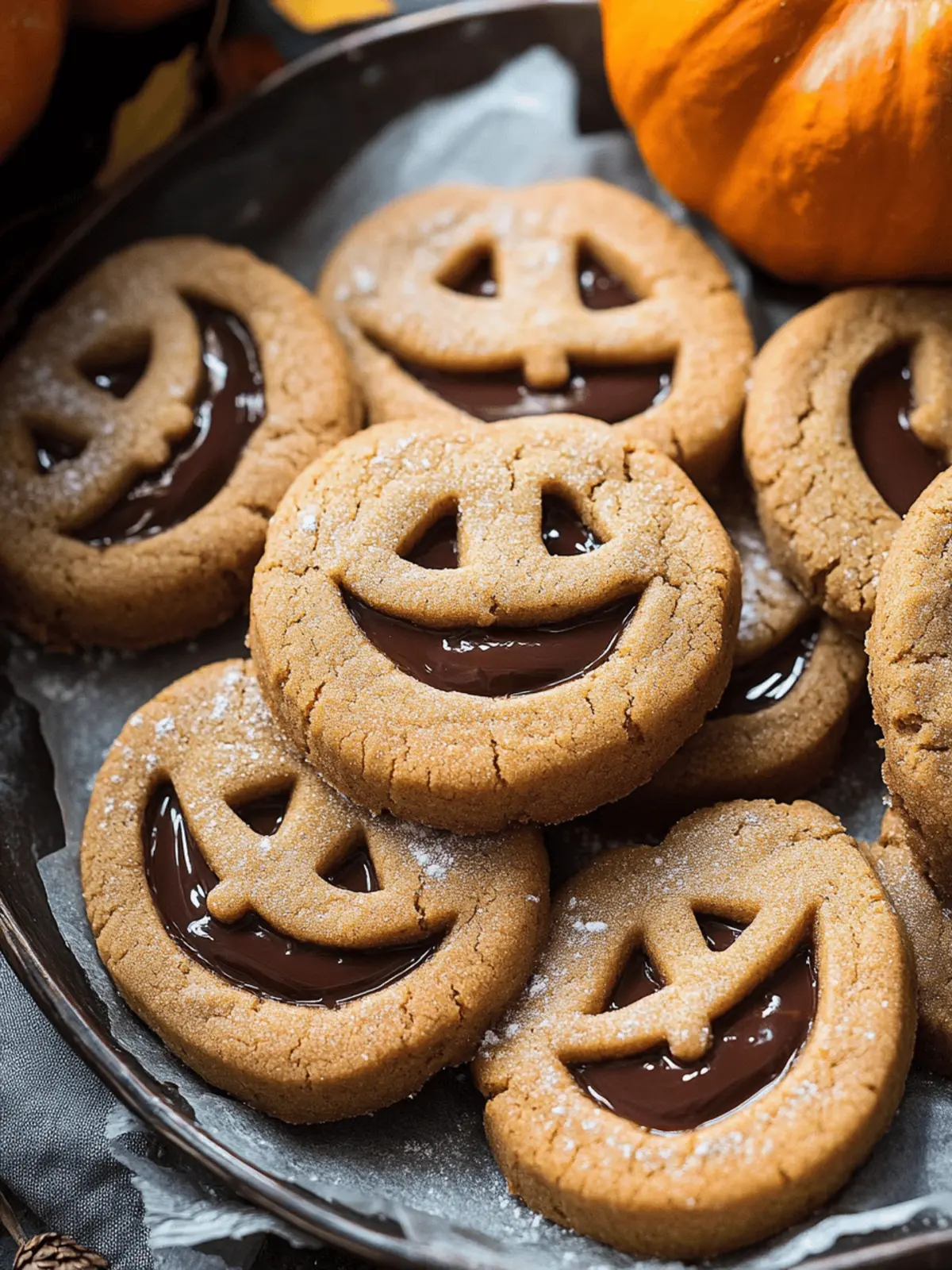 Milk Chocolate Stuffed Jack-O’-Lantern Cookies