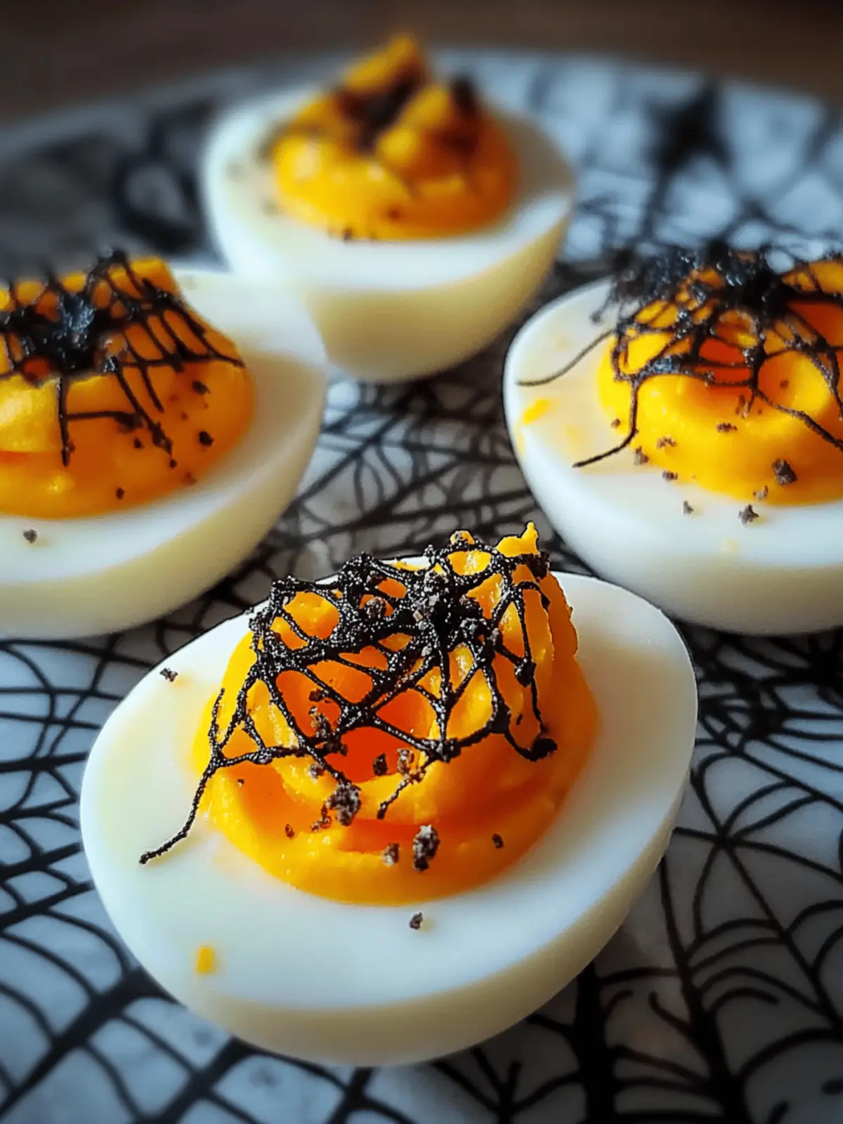 Spooky Spiderweb Deviled Eggs