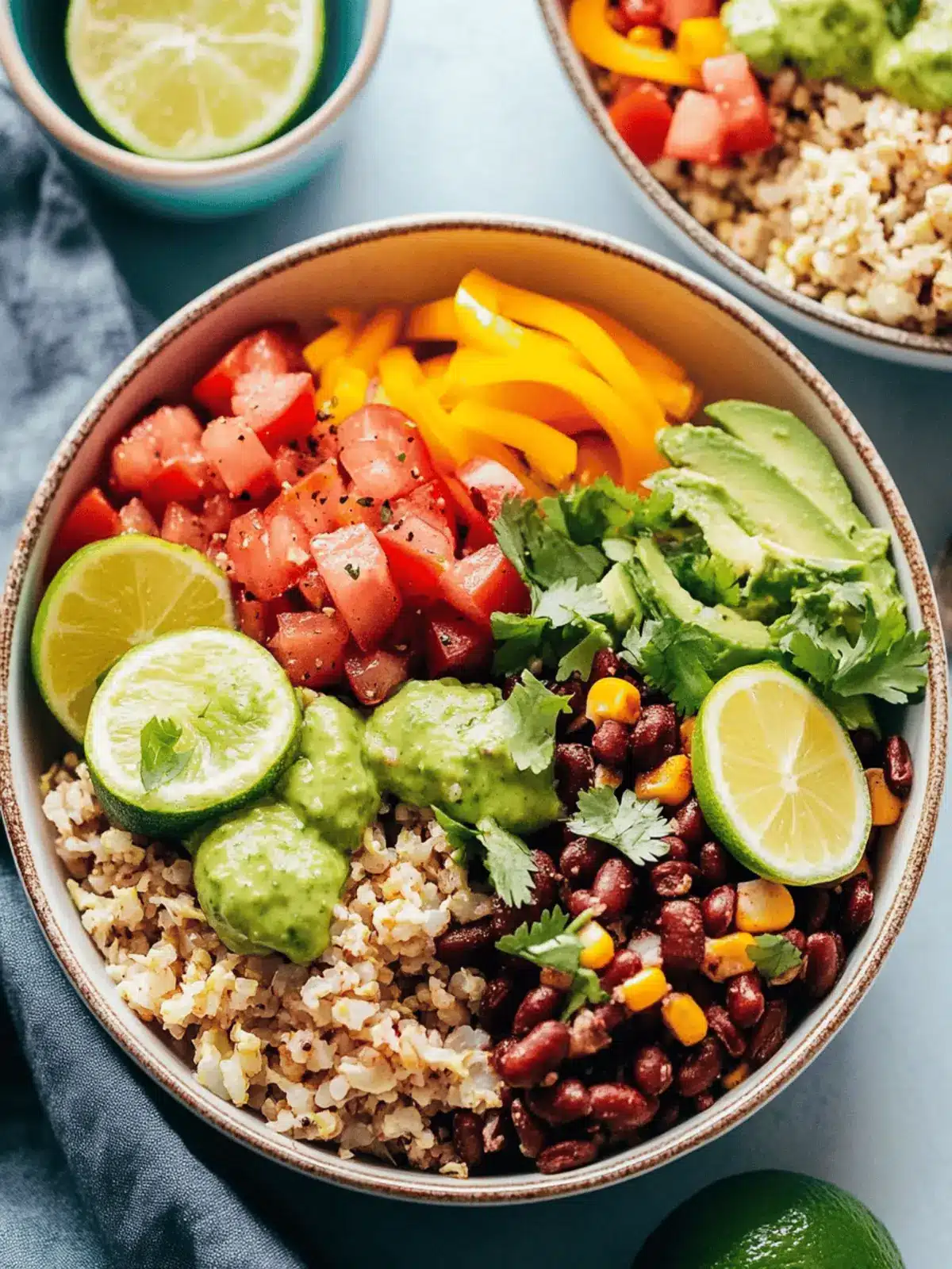 Zesty Cauliflower Rice Burrito Bowl: Quick, Vegan Delight 3 Cauliflower Rice Burrito Bowl