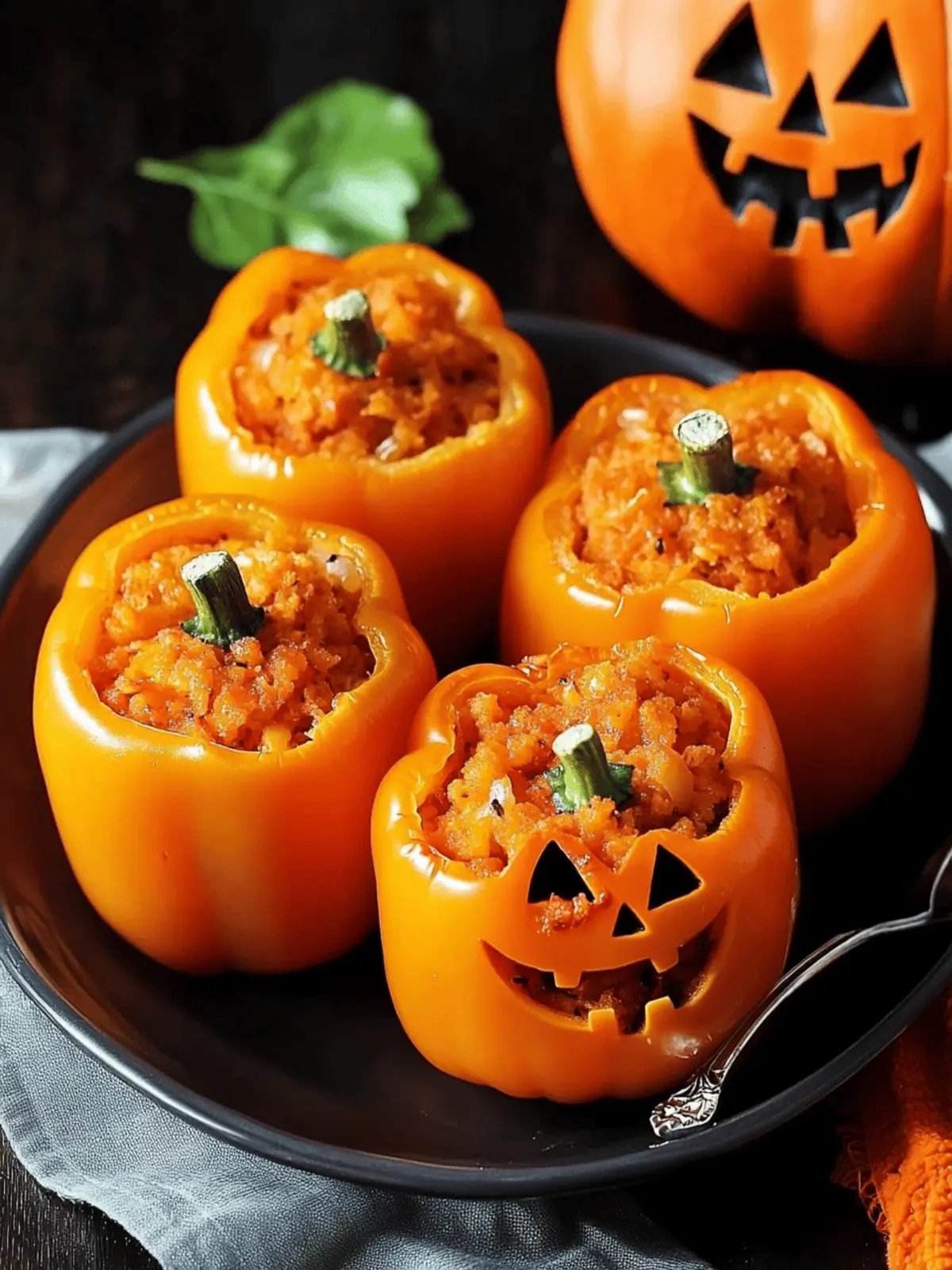 Halloween Jack-O'-Lantern Stuffed Peppers You'll Love Making 5 Halloween Jack-O’-Lantern Stuffed Peppers