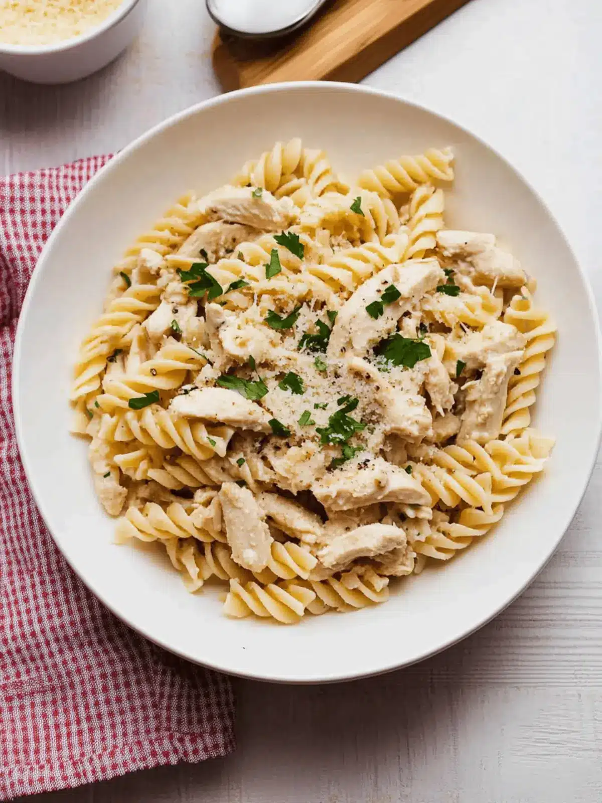 Crockpot Garlic Parmesan Chicken Pasta