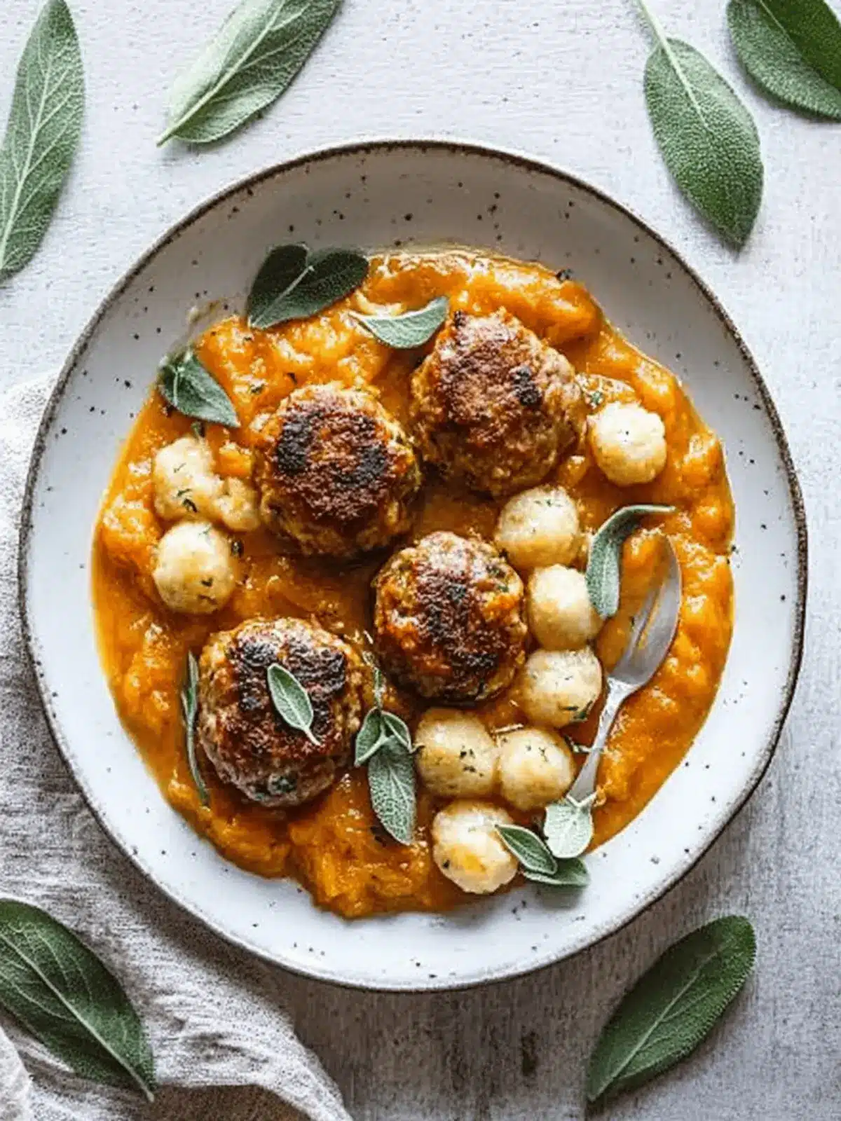 Turkey Meatballs in Pumpkin Sage Sauce