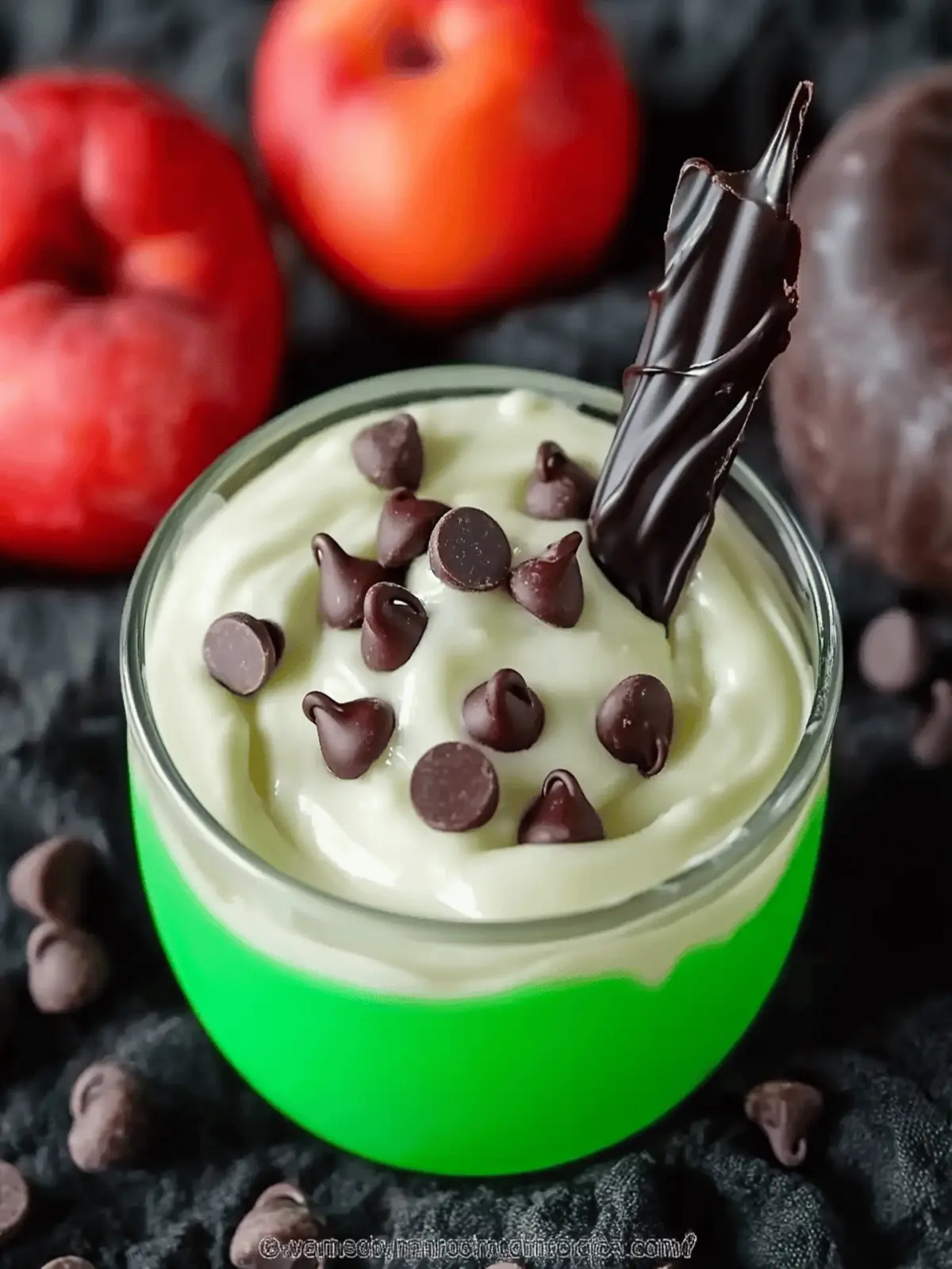 Melted Witch Chocolate Chip Cream Cheese Fruit Dip for Halloween Fun 2 Melted Witch Chocolate Chip Cream Cheese Fruit Dip