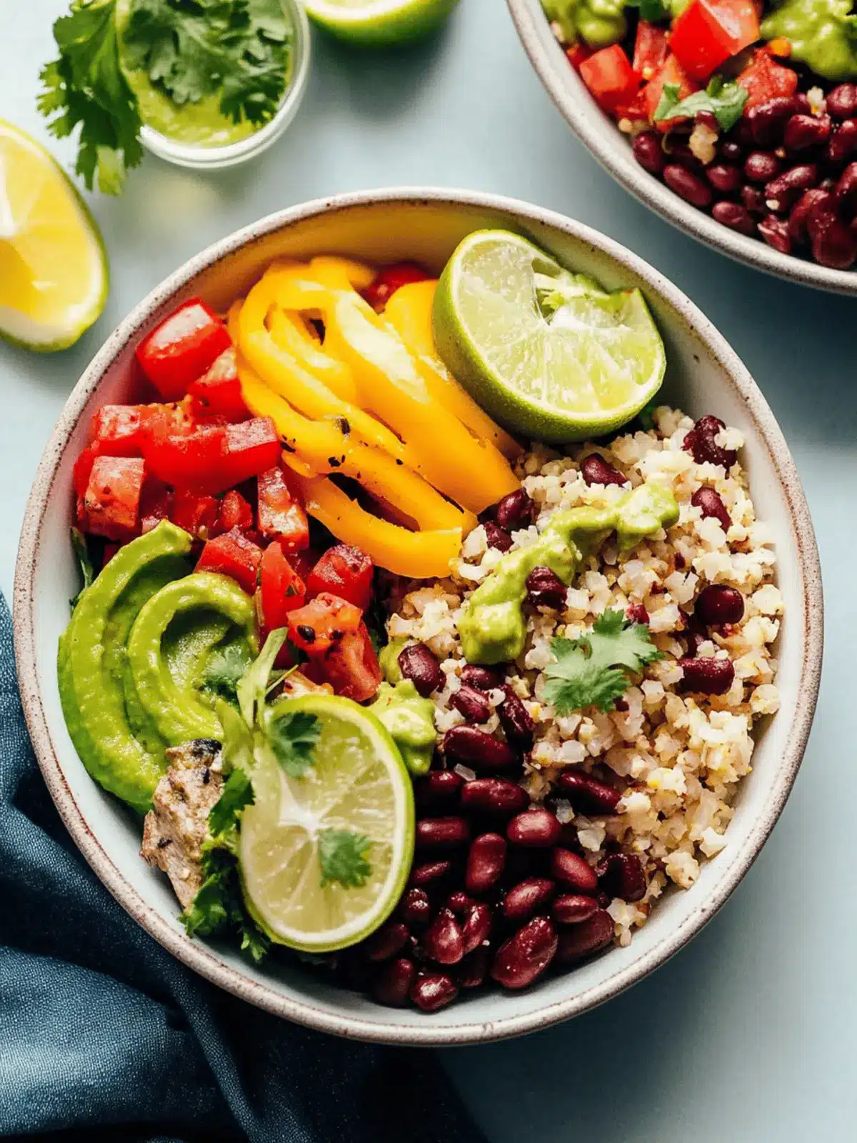 Zesty Cauliflower Rice Burrito Bowl: Quick, Vegan Delight 2 Cauliflower Rice Burrito Bowl