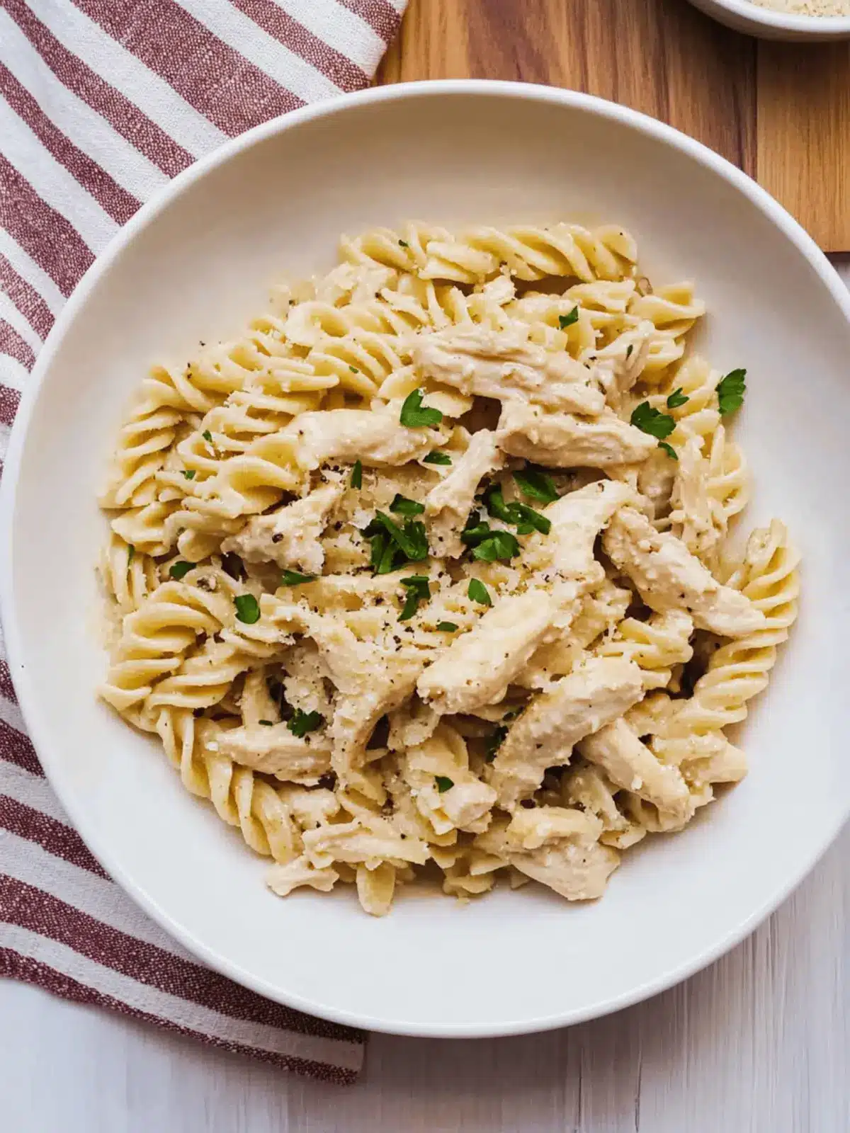 Crockpot Garlic Parmesan Chicken Pasta