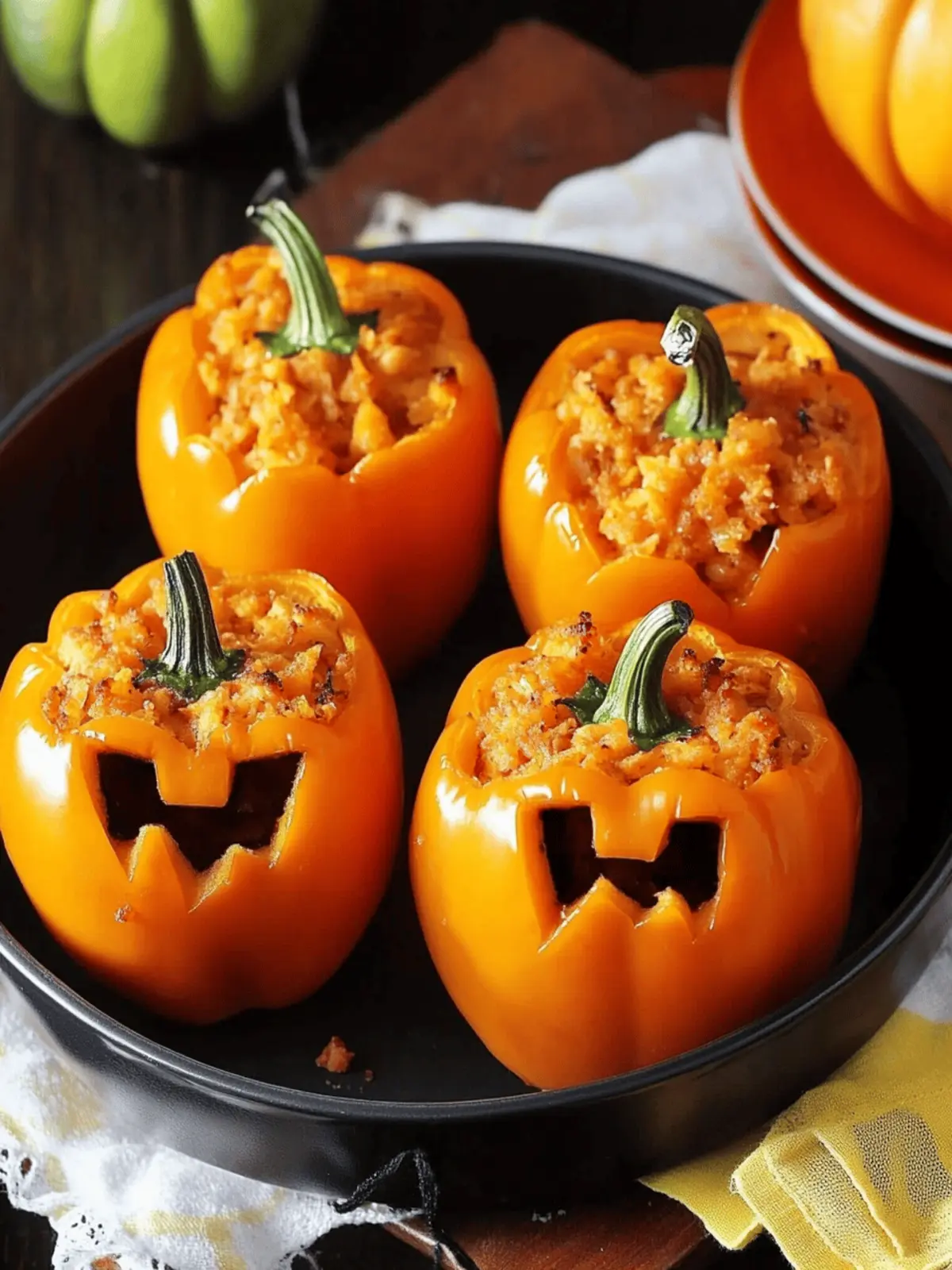 Halloween Jack-O'-Lantern Stuffed Peppers You'll Love Making 2 Halloween Jack-O’-Lantern Stuffed Peppers