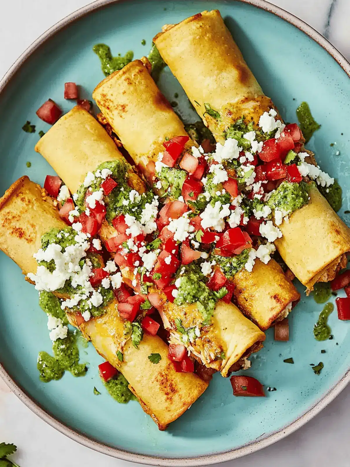 Crispy Spicy Chicken Taquitos with Avocado Cream Delight 2 Spicy Chicken Taquitos