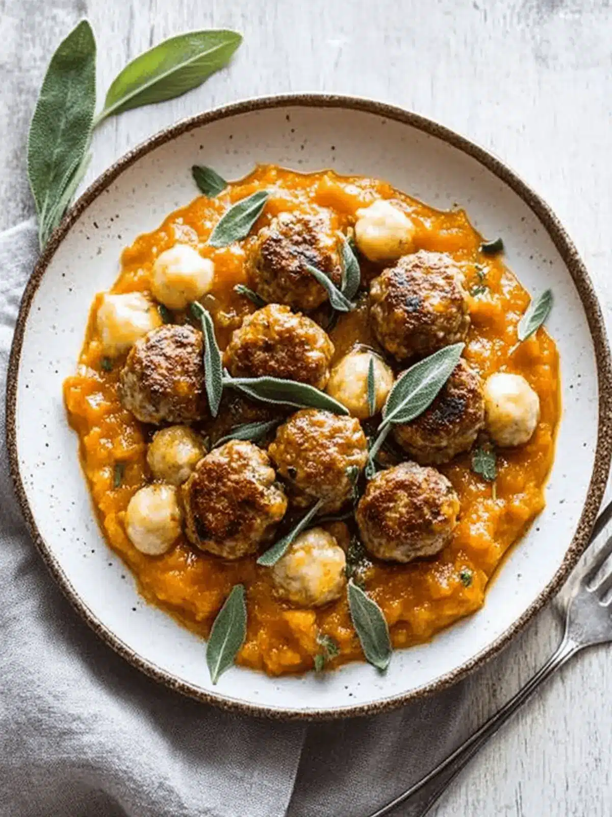 Turkey Meatballs in Pumpkin Sage Sauce