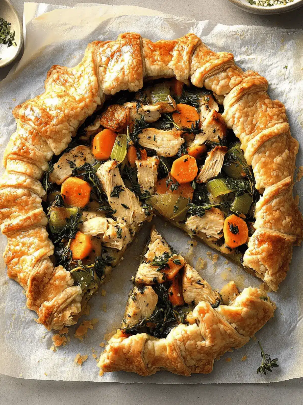 Delicious Chicken Potpie Galette with Cheddar-Thyme Crust 3 Chicken Potpie Galette with Cheddar-Thyme Crust