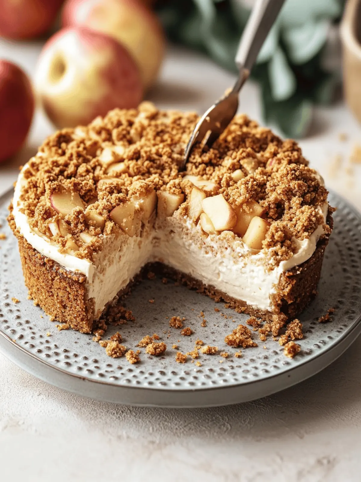 Irresistible Apple Crumble Cheesecake with Biscoff Crust 3 Apple Crumble Cheesecake