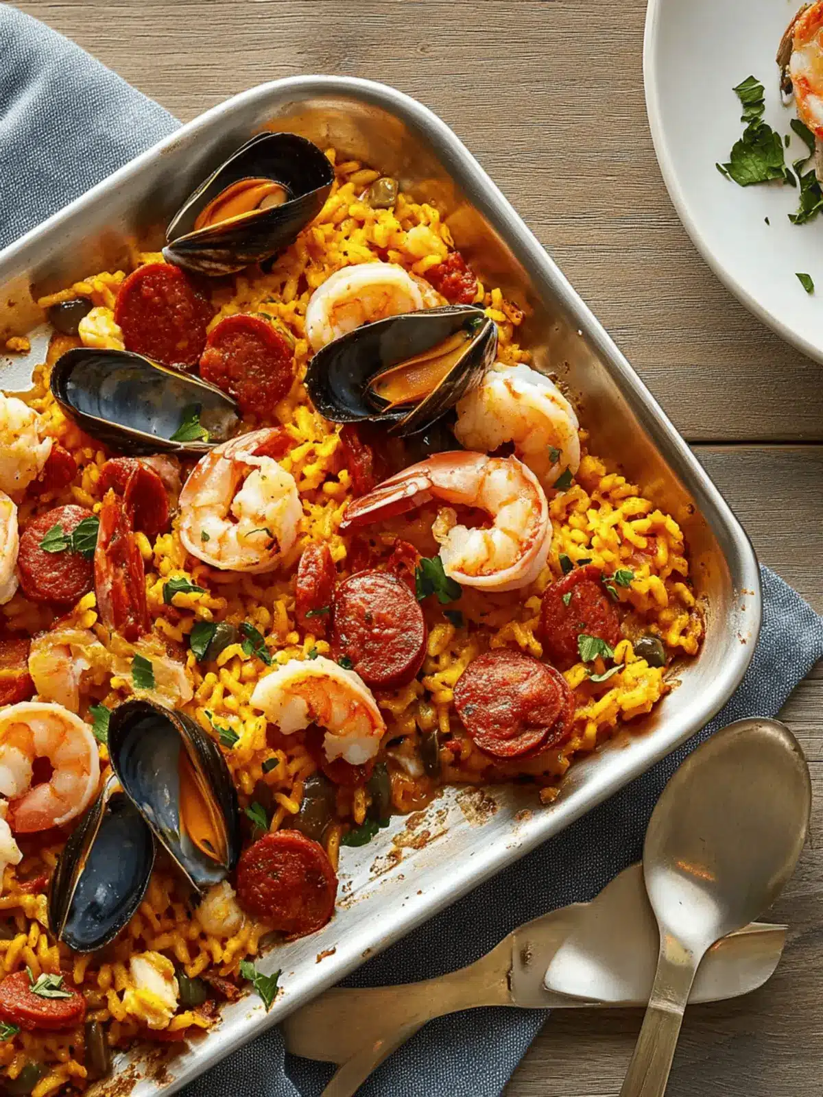Sheet Pan Seafood and Chorizo Paella for Easy Weeknight Wins 4 Sheet Pan Seafood and Chorizo Paella