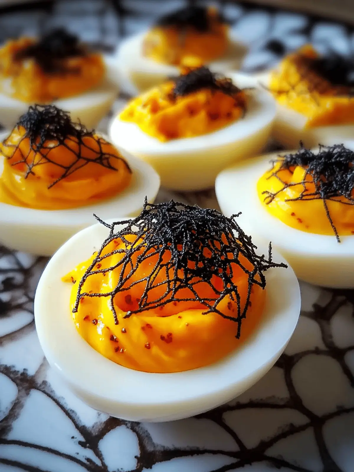 Spooky Spiderweb Deviled Eggs