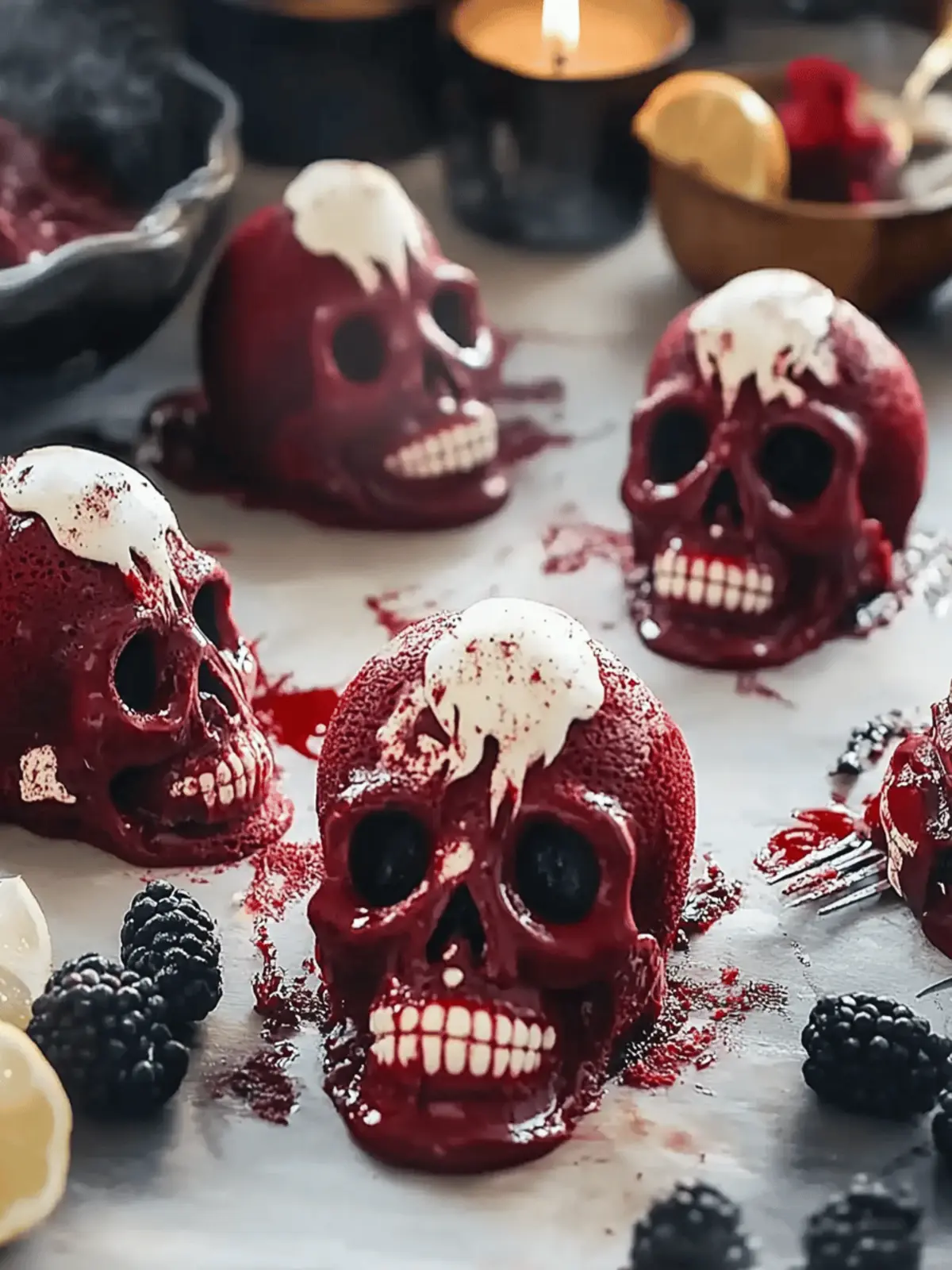 Gothic Red Velvet Skull Cakes: Spook Your Guests with Flavor 4 Ghotic Red Velvet Skull Cakes