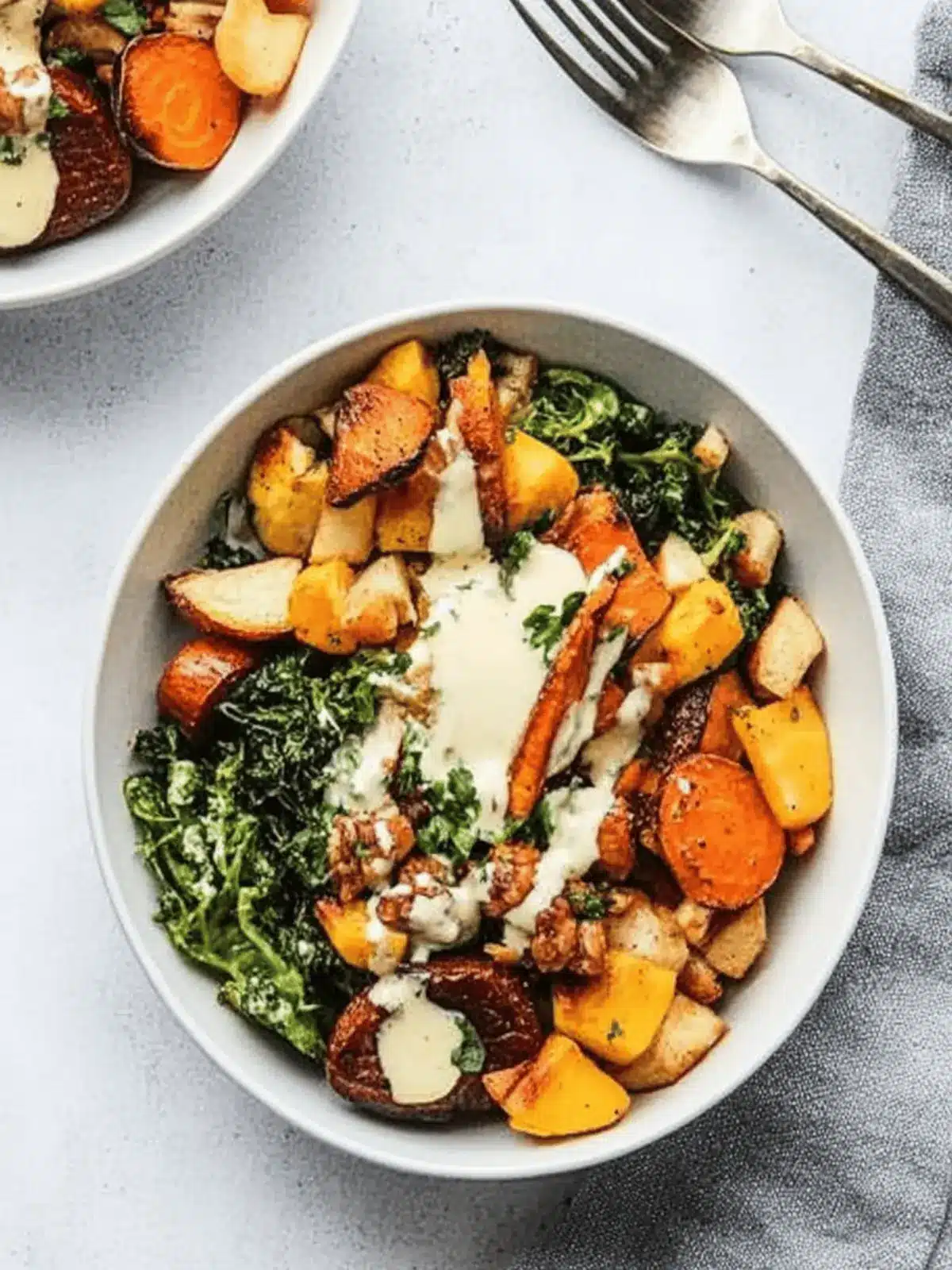 Delicious Roasted Root Vegetable Bowls with Creamy Tahini Drizzle 2 Roasted Root Vegetable Bowls