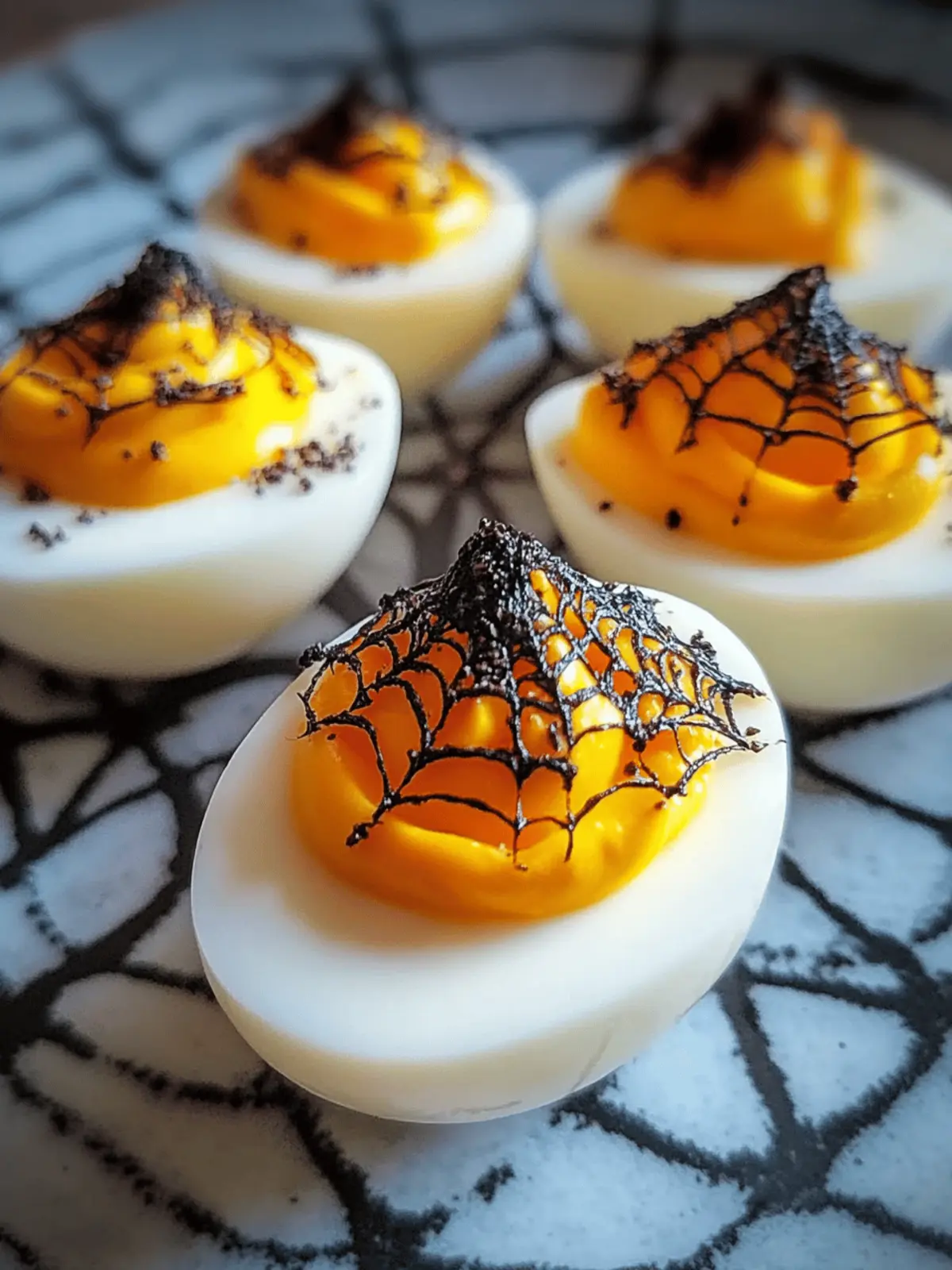 Spooky Spiderweb Deviled Eggs