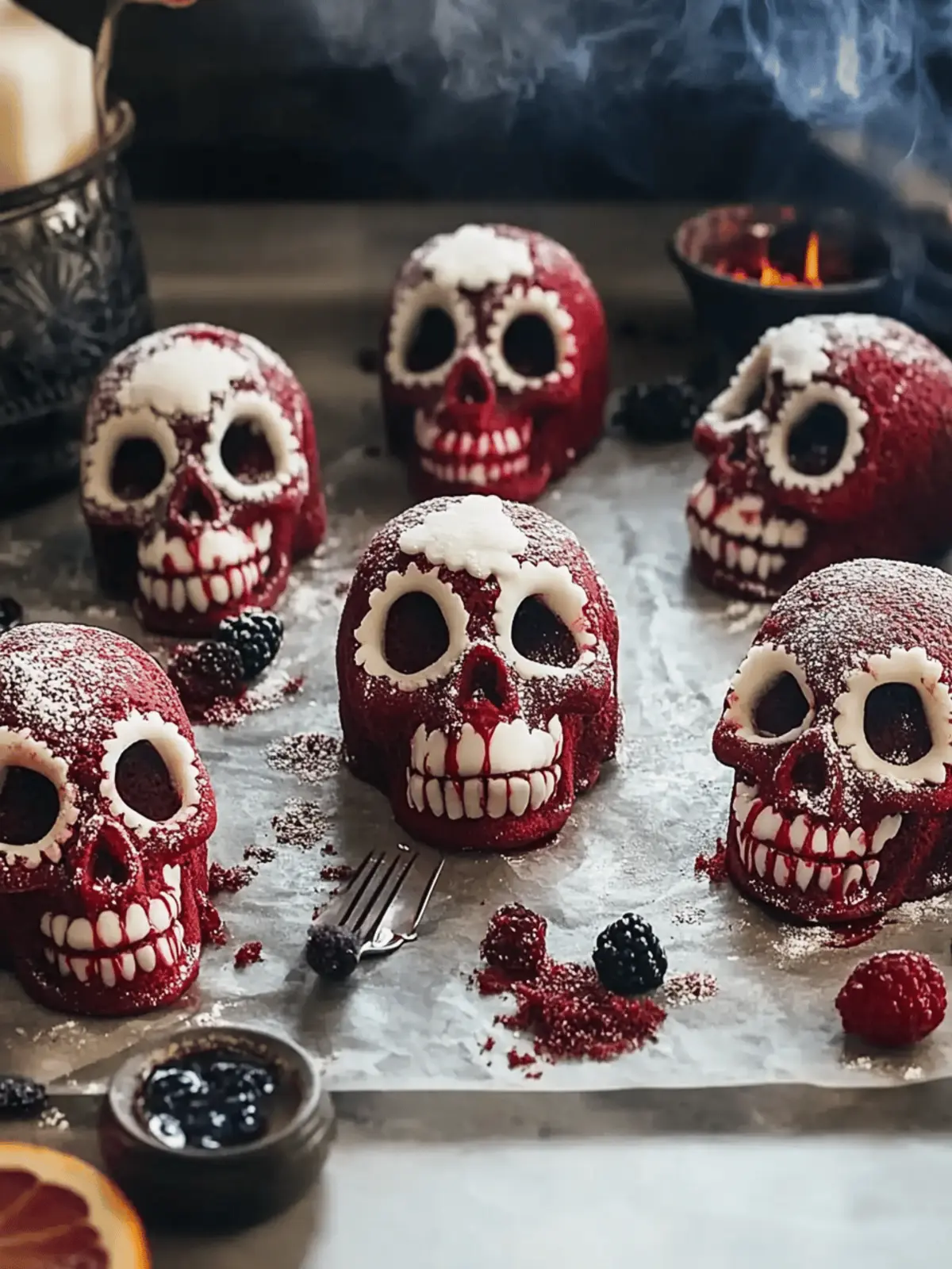 Gothic Red Velvet Skull Cakes: Spook Your Guests with Flavor 3 Ghotic Red Velvet Skull Cakes