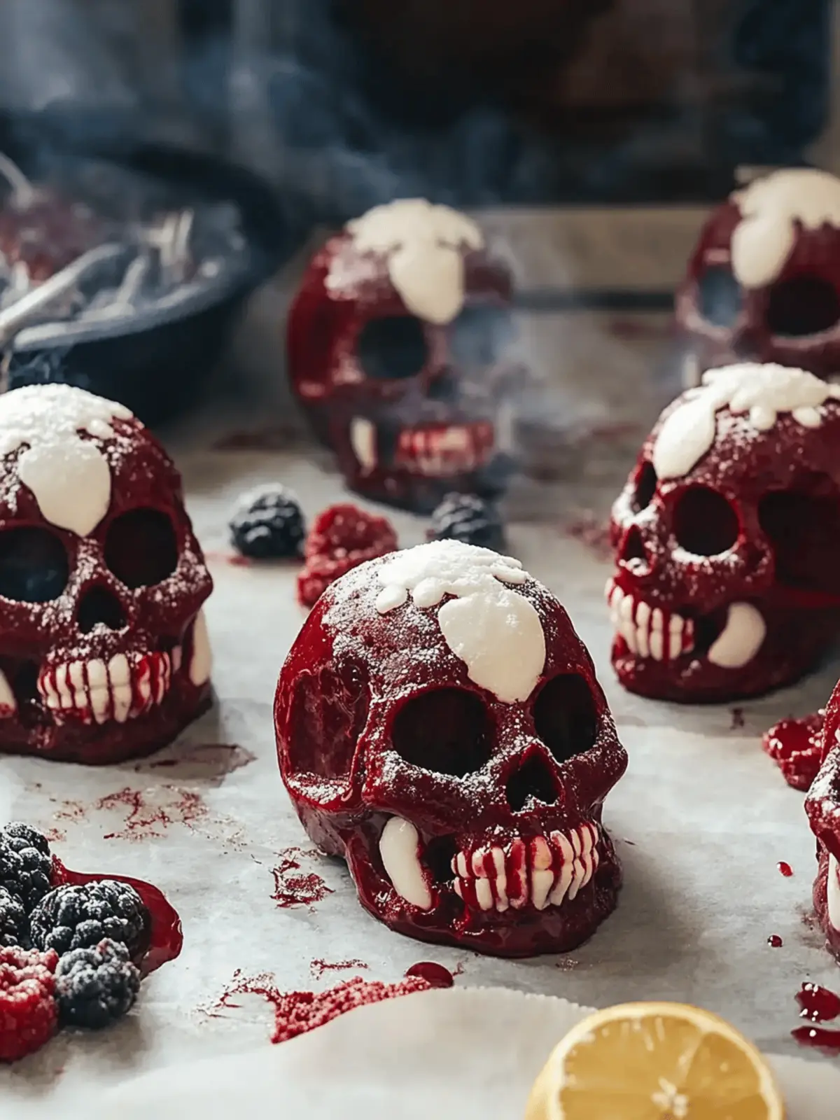 Gothic Red Velvet Skull Cakes: Spook Your Guests with Flavor 2 Ghotic Red Velvet Skull Cakes