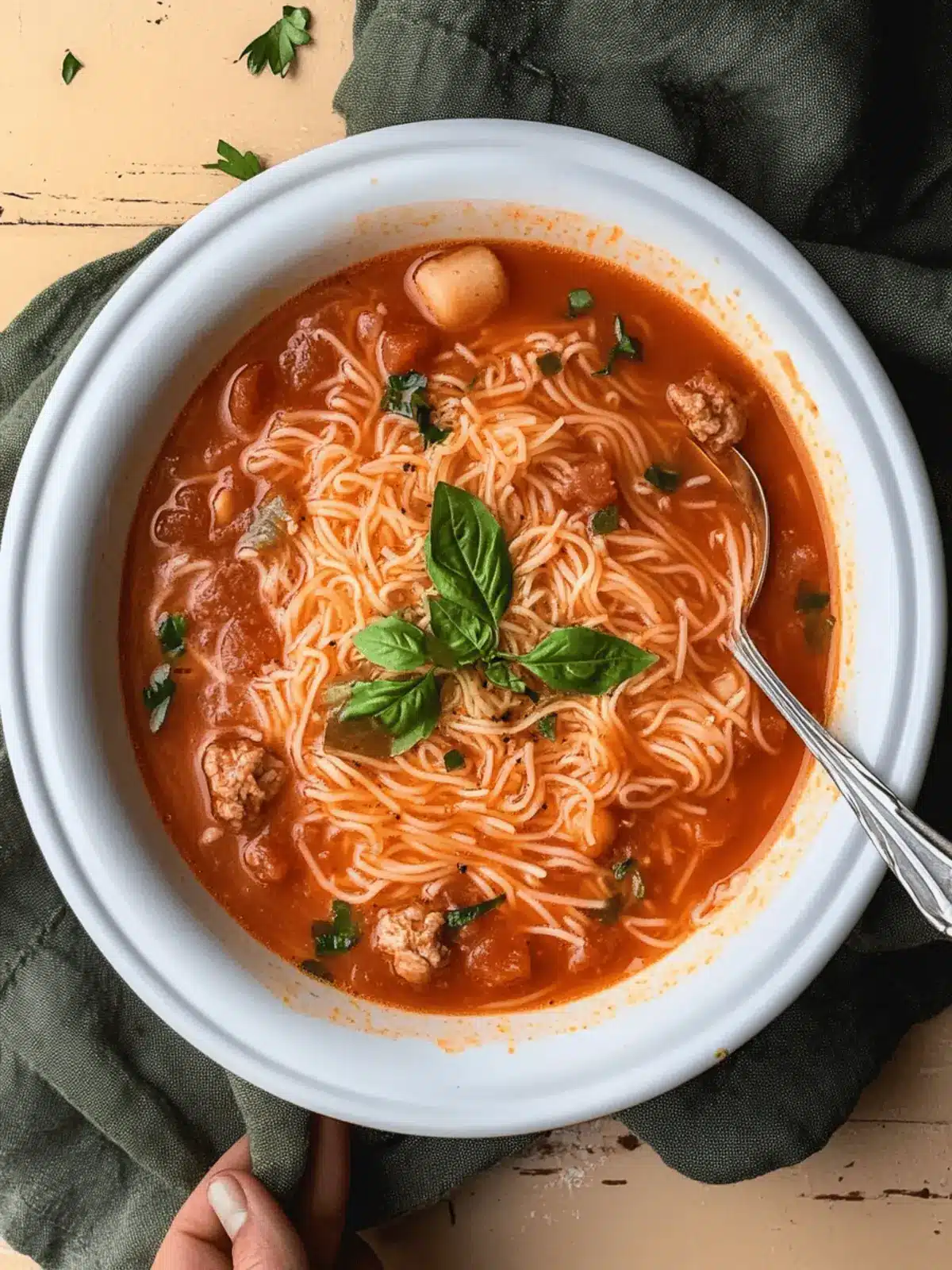 Savory Tomato Vermicelli Soup with Flavorful Mini Meatballs 4 Tomato Vermicelli Soup