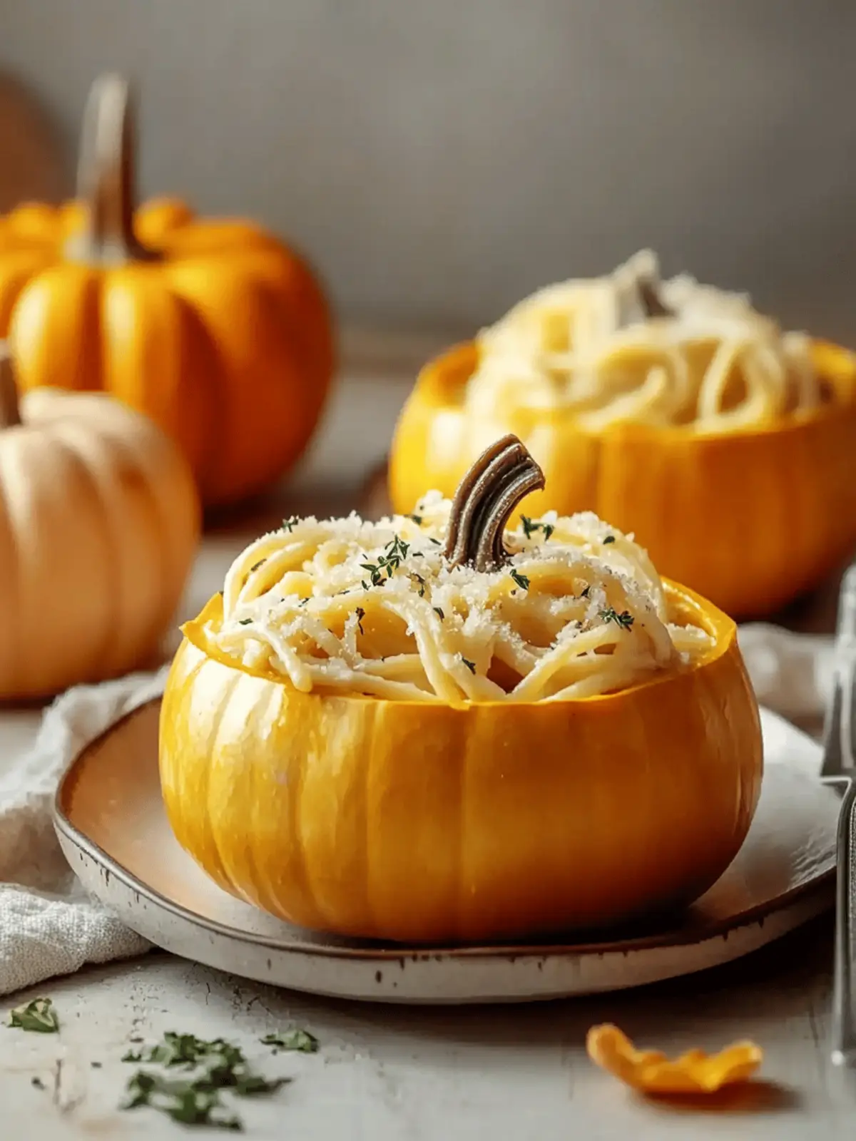 Pumpkin Alfredo Pasta Cauldrons