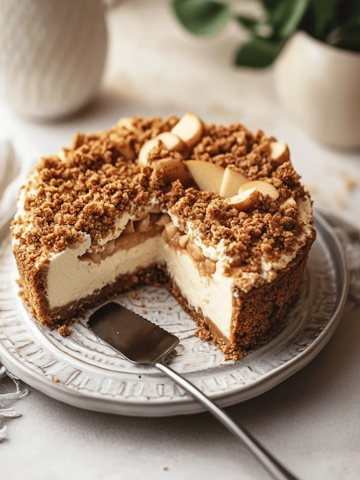 Irresistible Apple Crumble Cheesecake with Biscoff Crust 4 Apple Crumble Cheesecake
