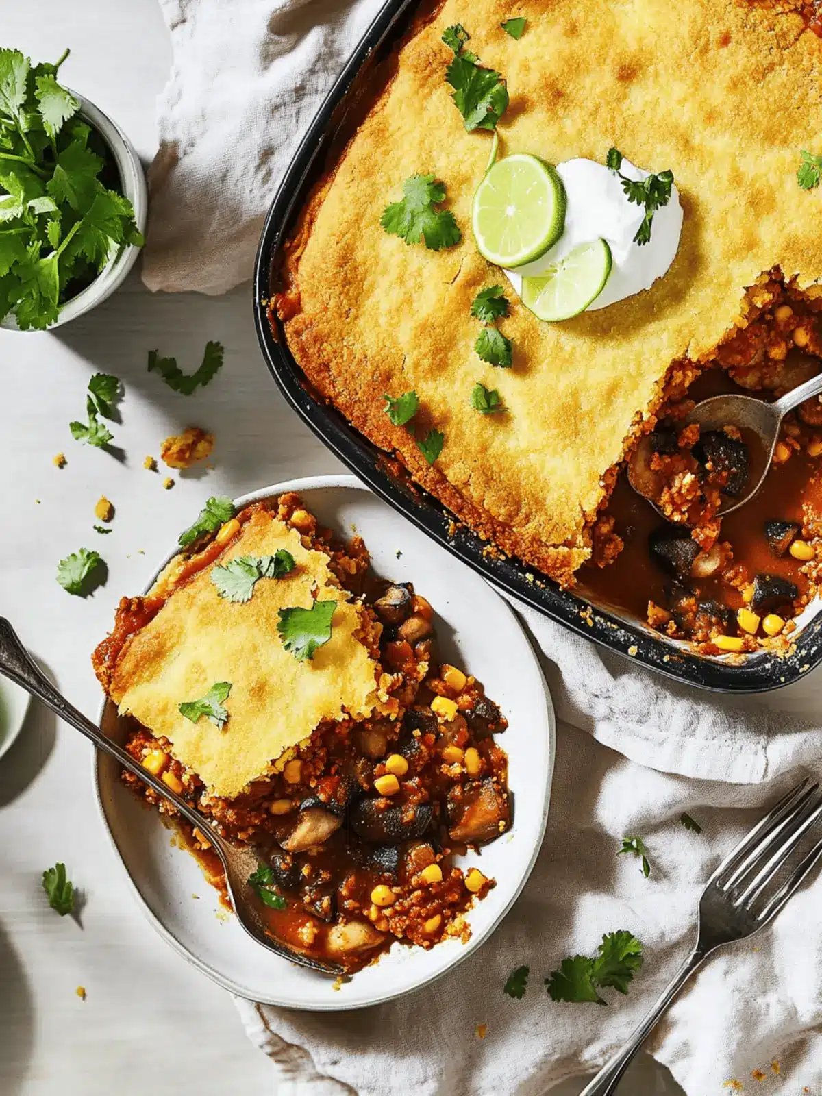 Mushroom Tamale Pie With Lime Cornbread Crust for Cozy Nights 2 Mushroom Tamale Pie With Lime Cornbread Crust
